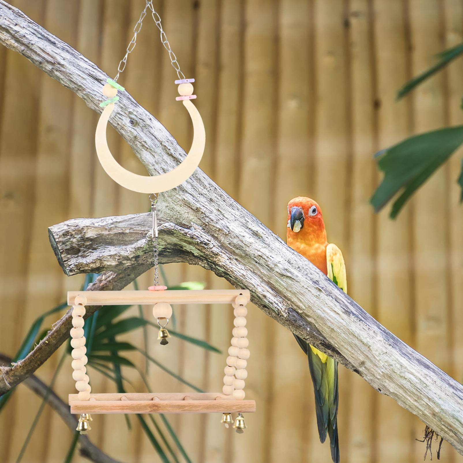 POPETPOP 6pcs Parrot Chew Toys - Colorful Bird Cage Hanging Toys for Chewing & Teeth Grinding | Perfect for Parrot Play, Exercise & Stress Relief | Great for Small & Medium Birds Like Cockatiels, Lovebirds & Conures