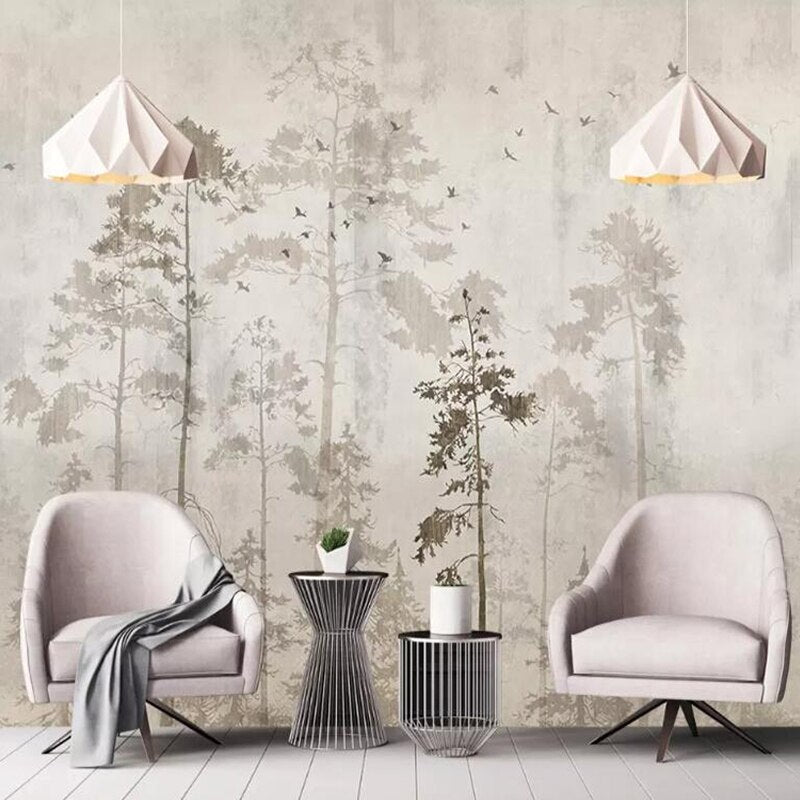 Minimalist Serenity Tree Mural Wallpaper - Nature Inspired Peel and Stick Wall Decor for Bedroom, Living Room & Nursery | Easy to Install Removable Wallpaper