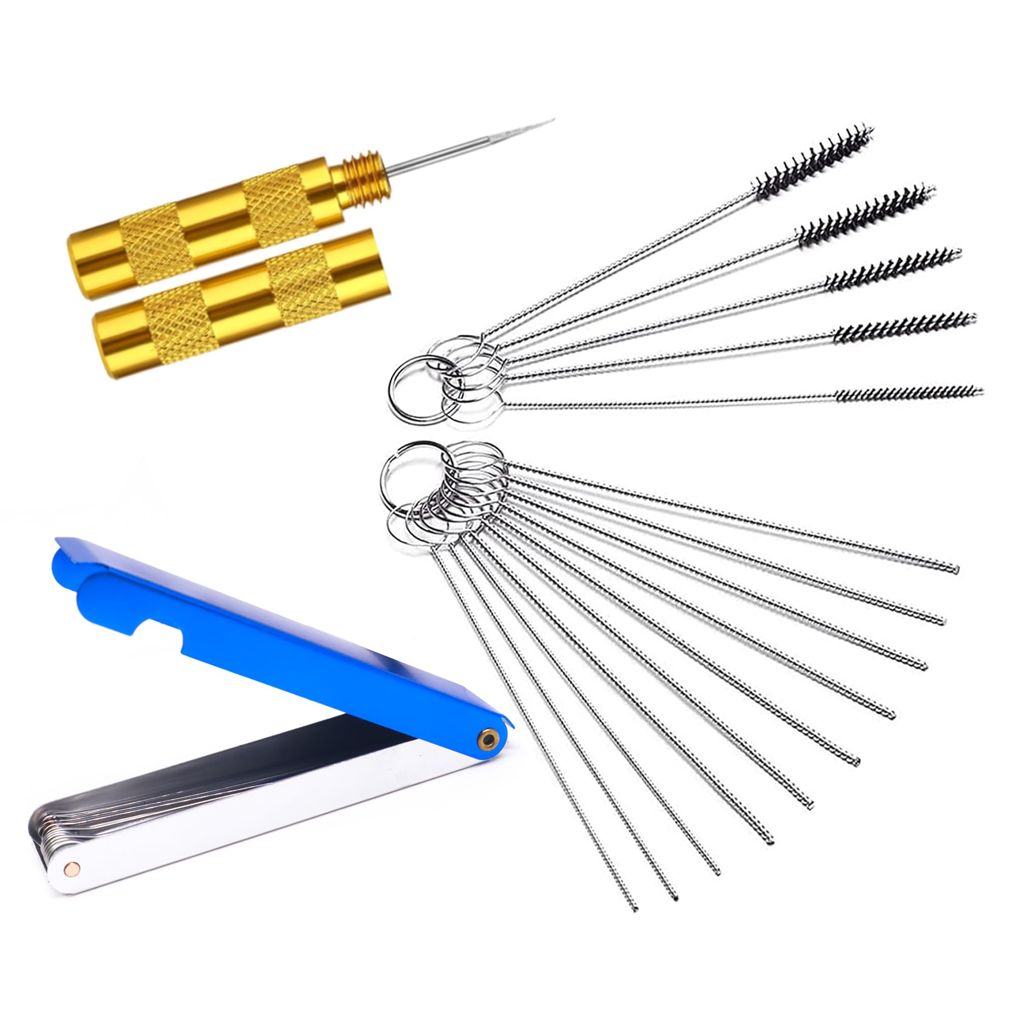 Carburetor Cleaner Kit - 13 Cleaning Wires, 10 Needles, 5 Nylon Brushes & Sharp Pick Tool for Motorcycle, ATV, Moped, Welder & Chainsaw - Remove Carbon Dirt & Jets - Perfect for Engine Maintenance & Small Engine Repair