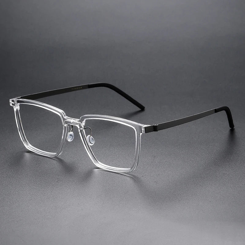 Stylish Unisex Black Titanium Acetate Square Eyeglasses D844 - Perfect for Work, Reading & Fashion Accessories