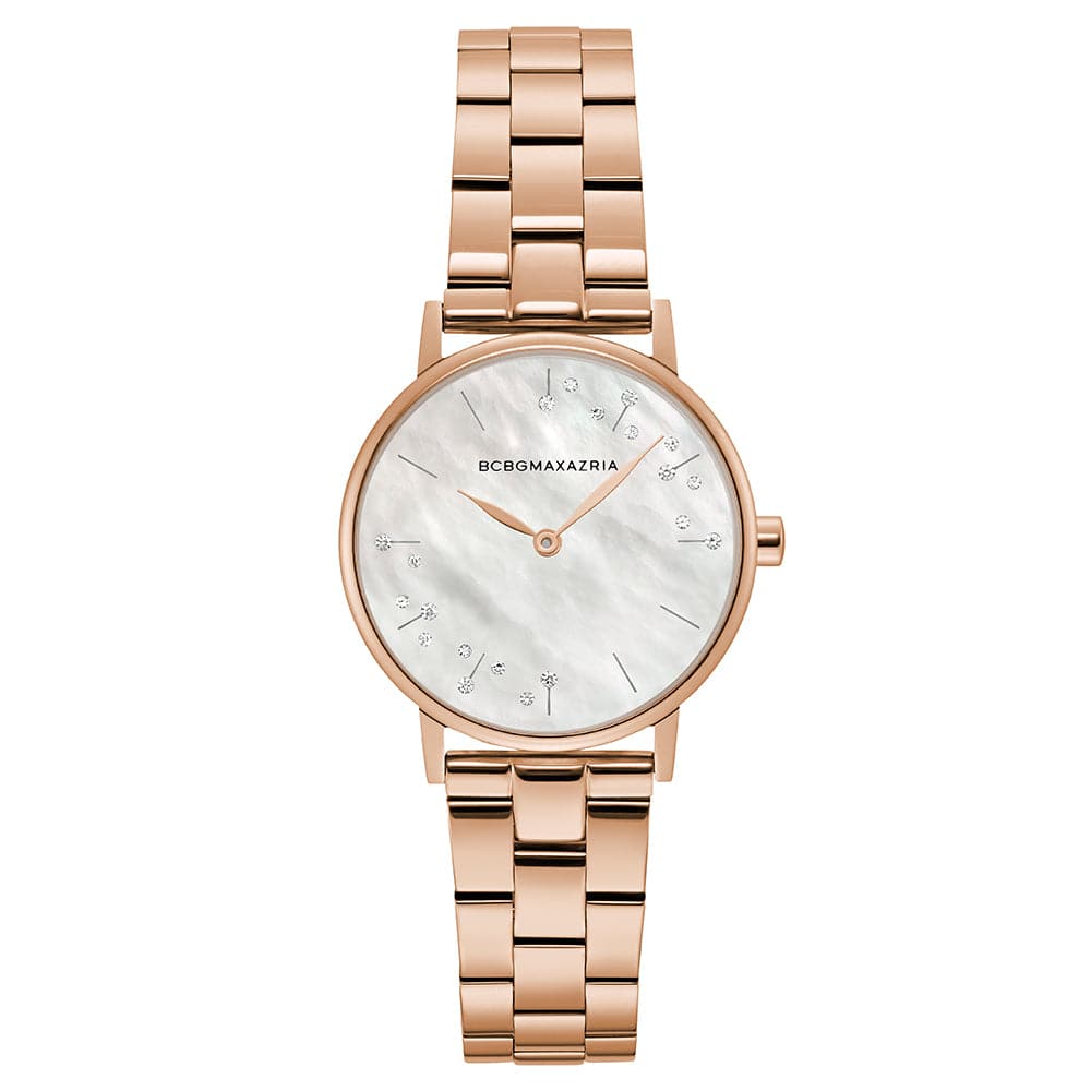 BCBGMAXAZRIA Women's Quartz Rose Gold Minimalist Stainless Steel Watch BG50822002 - Elegant & Stylish for Work, Party & Everyday Wear