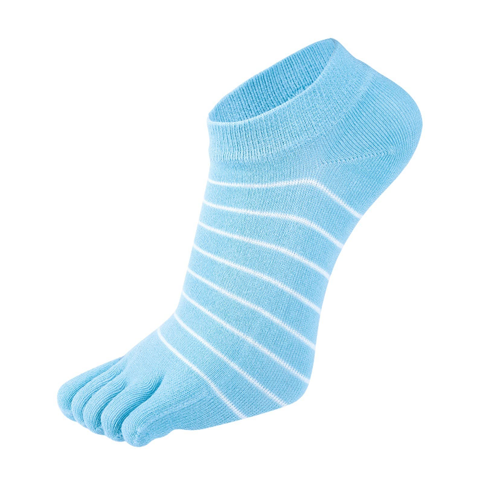 Breathable Women's Striped Five-Toe Sports Socks - Low Cut Basketball & Home Socks for Running, Yoga & Casual Wear - Black