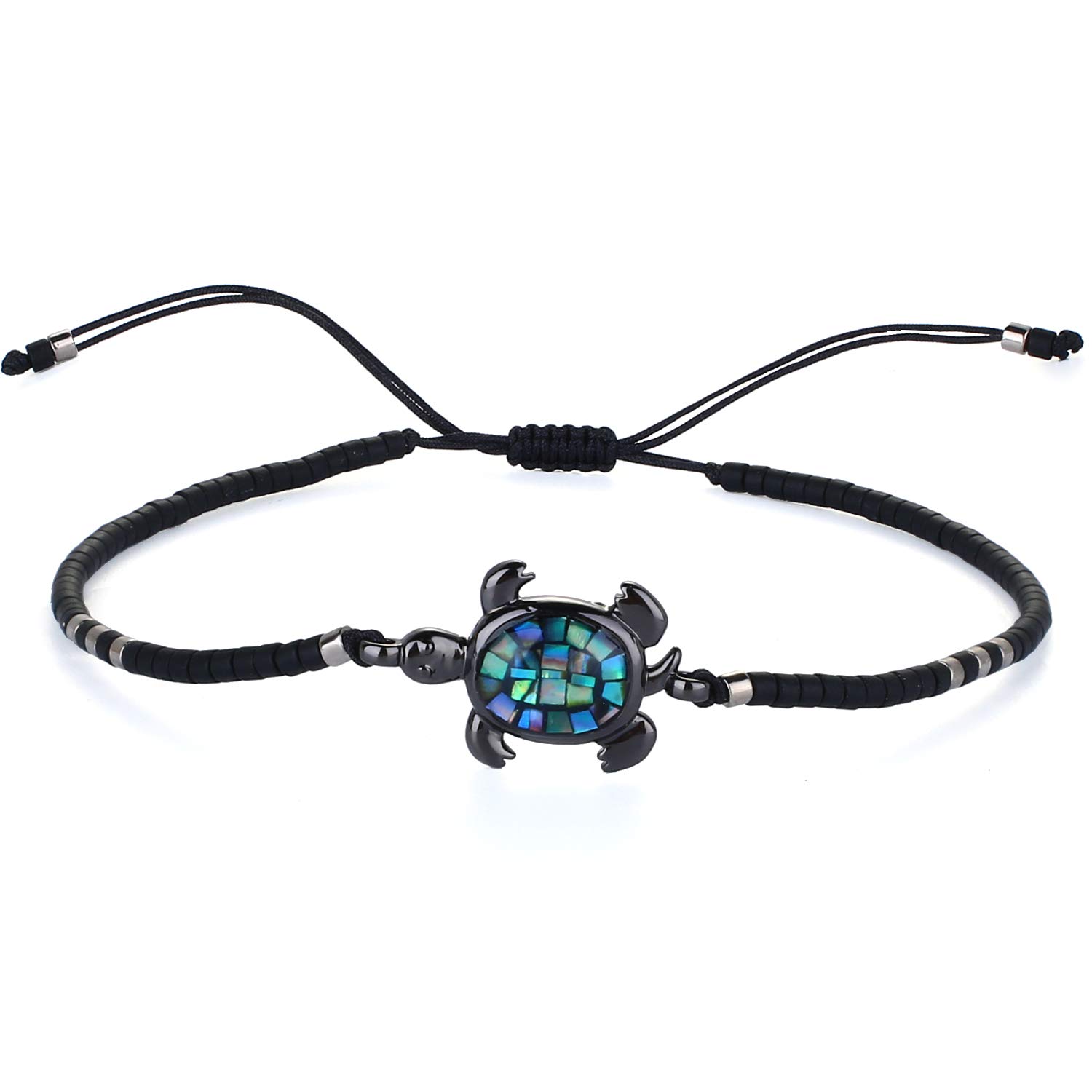 KELITCH Crystal Turtle Charm Bracelet - Miyuki Beaded Thin Strand Friendship Bracelet for Women - Adjustable Multi-Color Jewelry Gift for Best Friend, Birthday, Anniversary & Everyday Wear