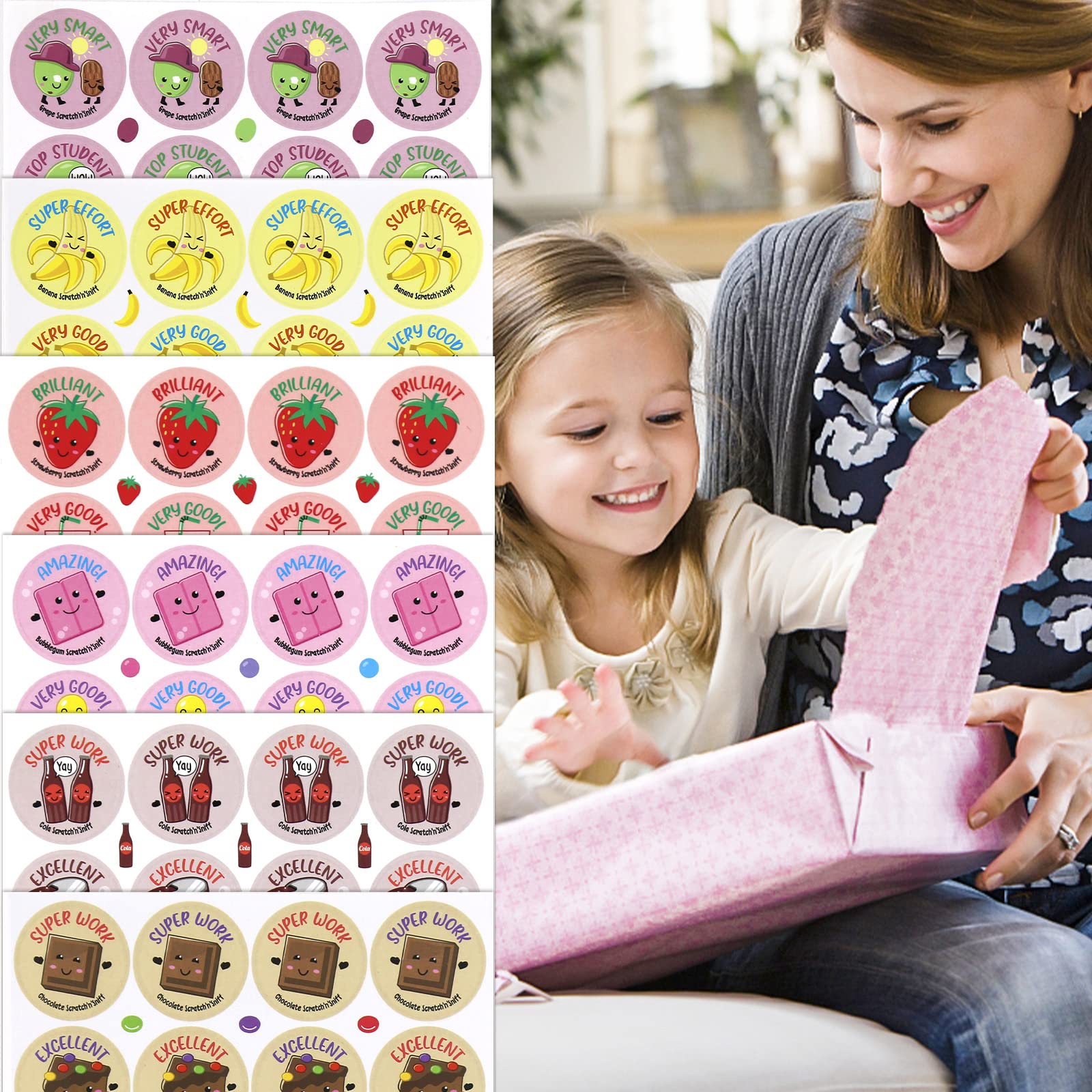1152 Scratch and Sniff Stickers - 12 Fruity & Food Scents, 48 Sheets | Fun Reward Motivational Stickers for Kids, Teachers, Classroom, Crafts, Party Favors & Christmas Gifts | Perfect for School Projects, Birthday Parties & Holiday Celebrations