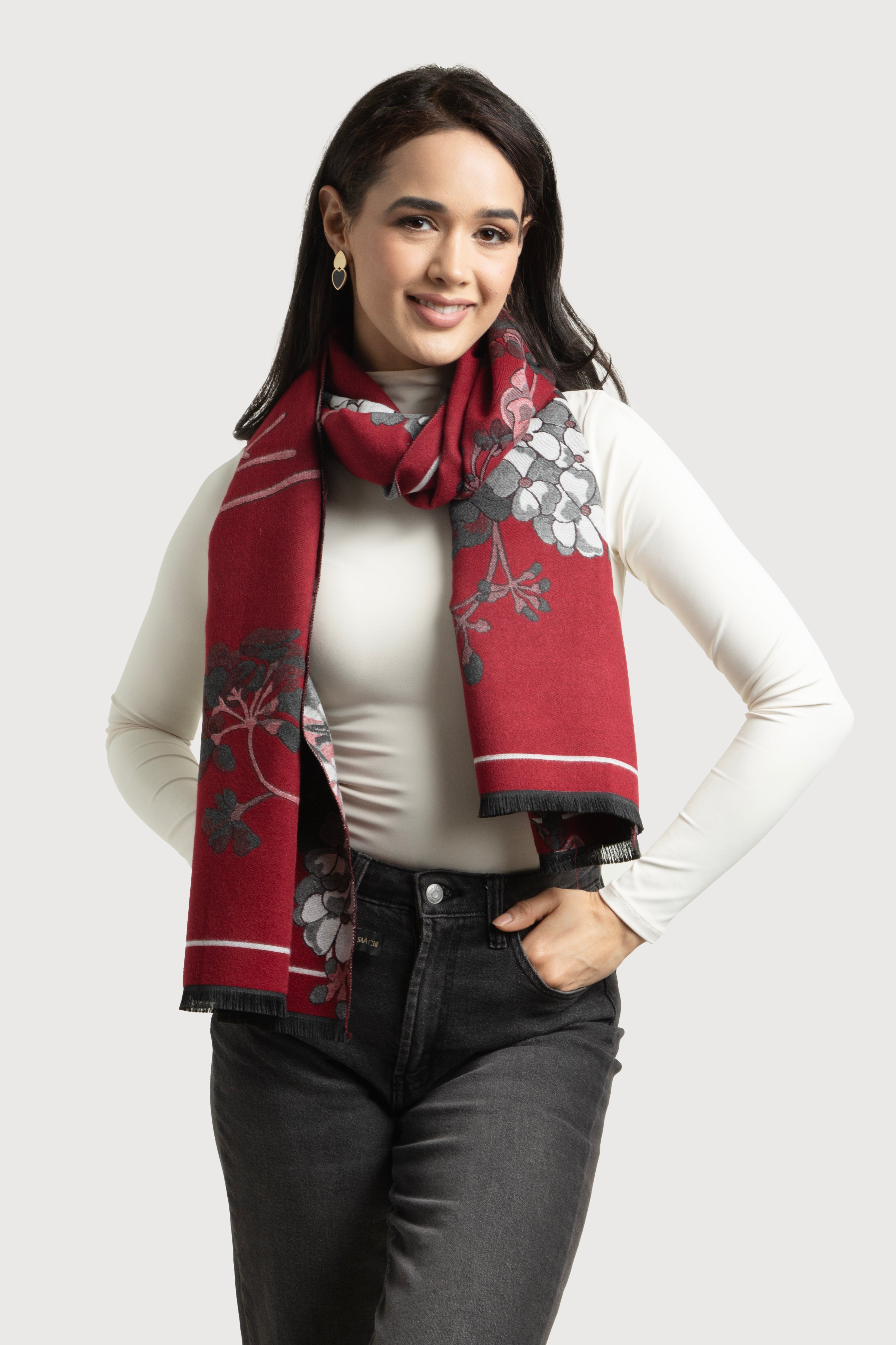 Stylish Floral Reversible Scarf for Women - Lightweight Fashion Accessory for Spring Outfits, Office Wear & Travel Essentials