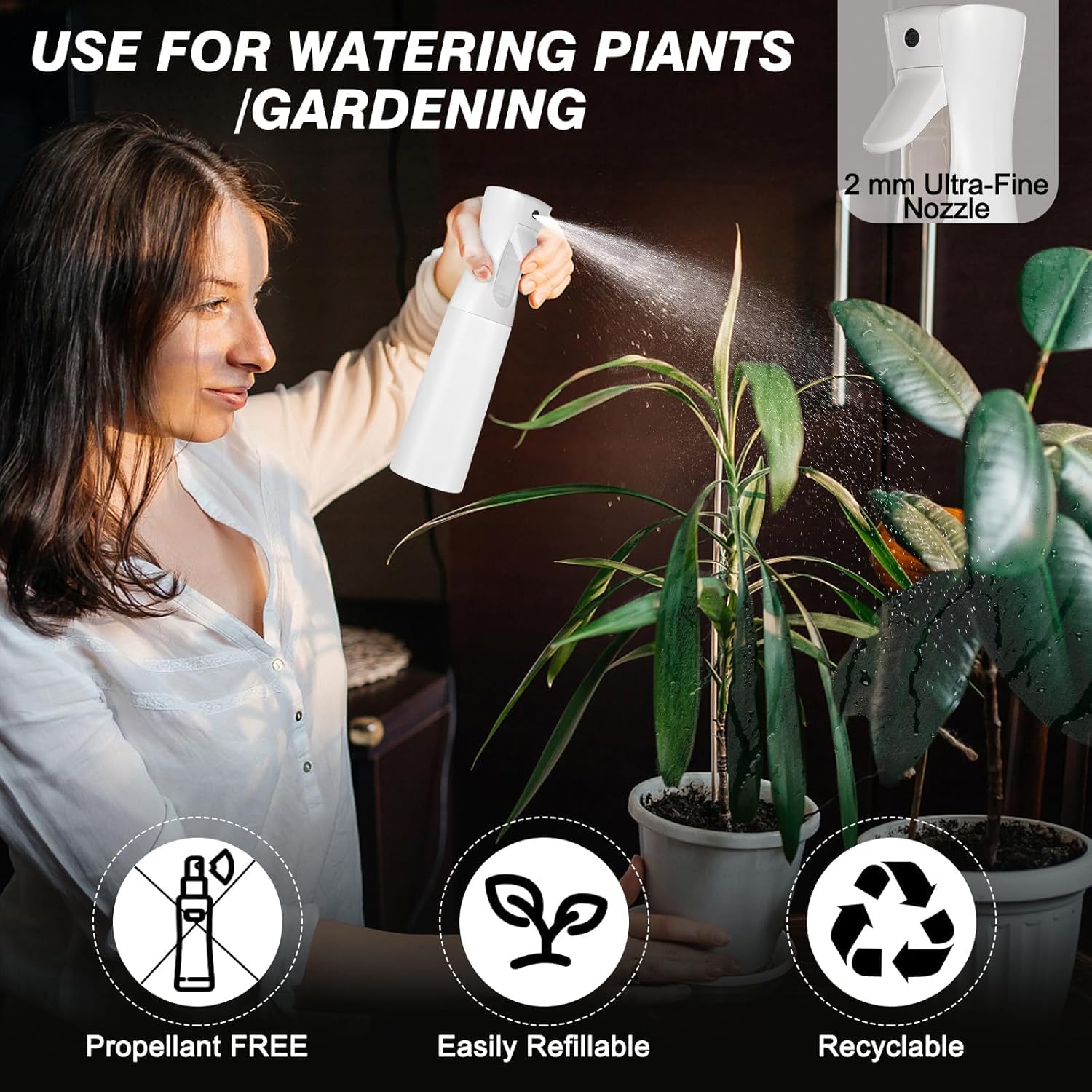 SRUSTEPY 300ml Ultra Fine Mist Spray Bottle for Hair, Plants & Salon Use - Black & Transparent - Perfect for Styling, Watering & Misting