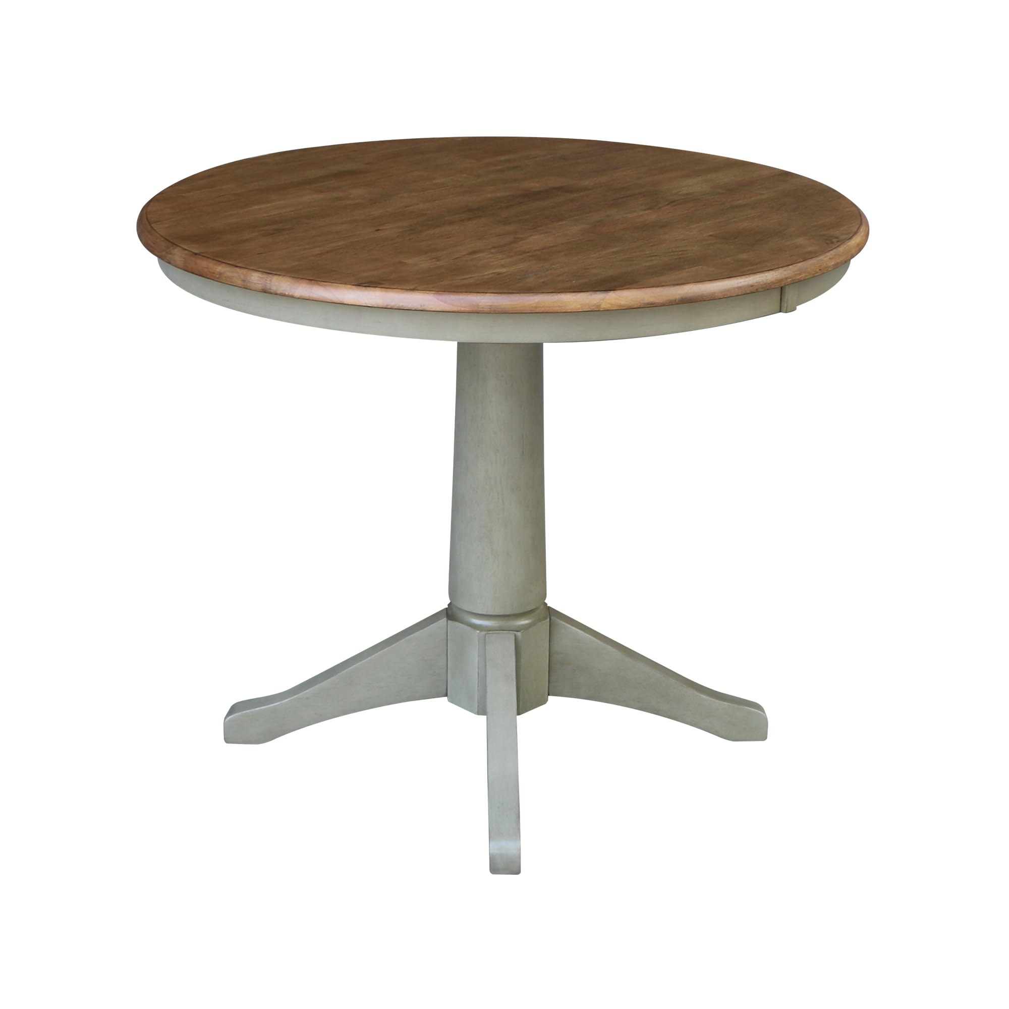 36-inch Round Pedestal Dining Table - Hickory & Stone Finish - Perfect for Kitchens, Dining Rooms & Outdoor Entertaining