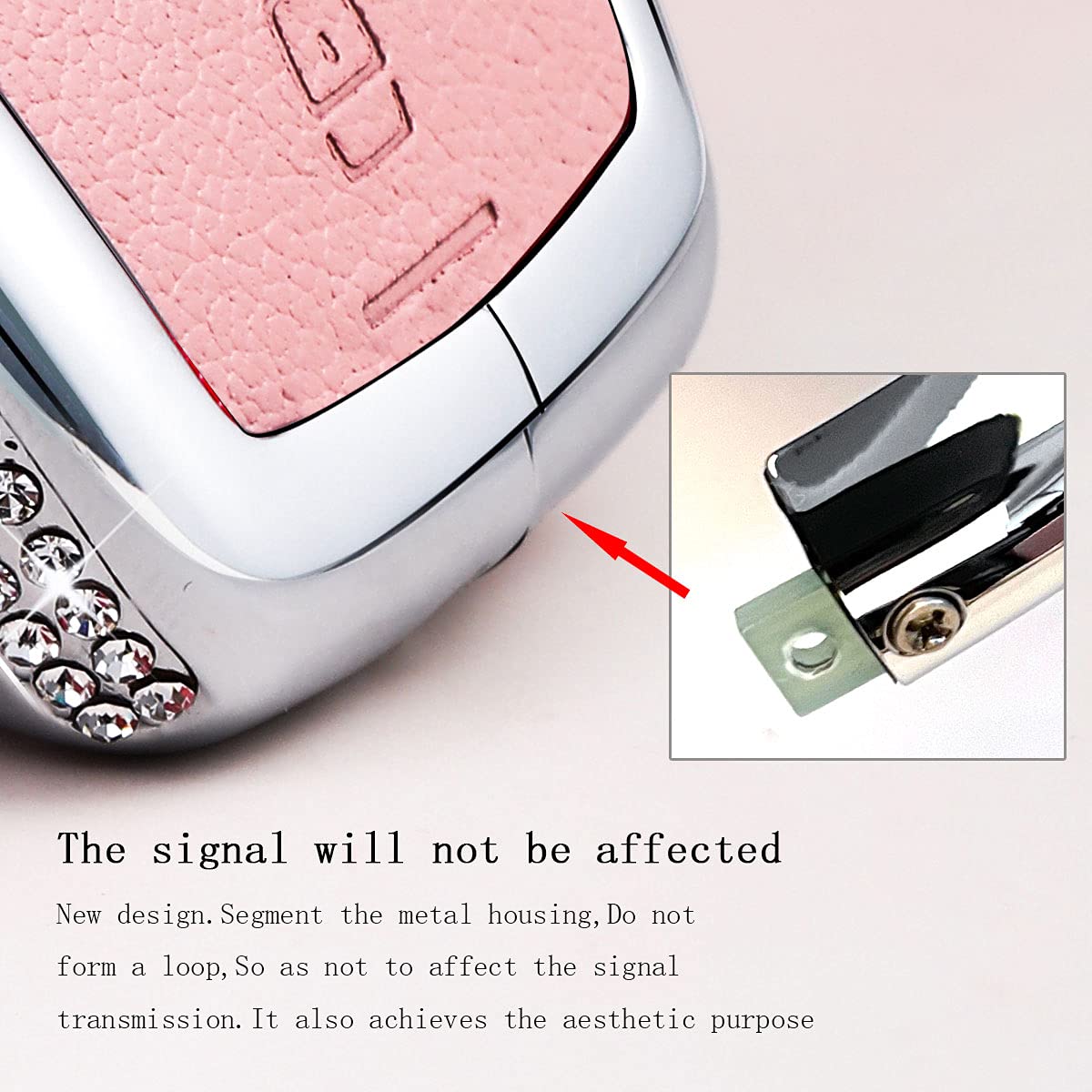 **Mercedes Benz Key Fob Cover - Bling Crystal Leather Keychain for A/C/E/G/S Class, CLA/CLS/GLA/GLC/GLE/GLS/GLK/GT/SLK/SL - Stylish & Protective (Pink) | Perfect for Everyday Use & Gift Giving**