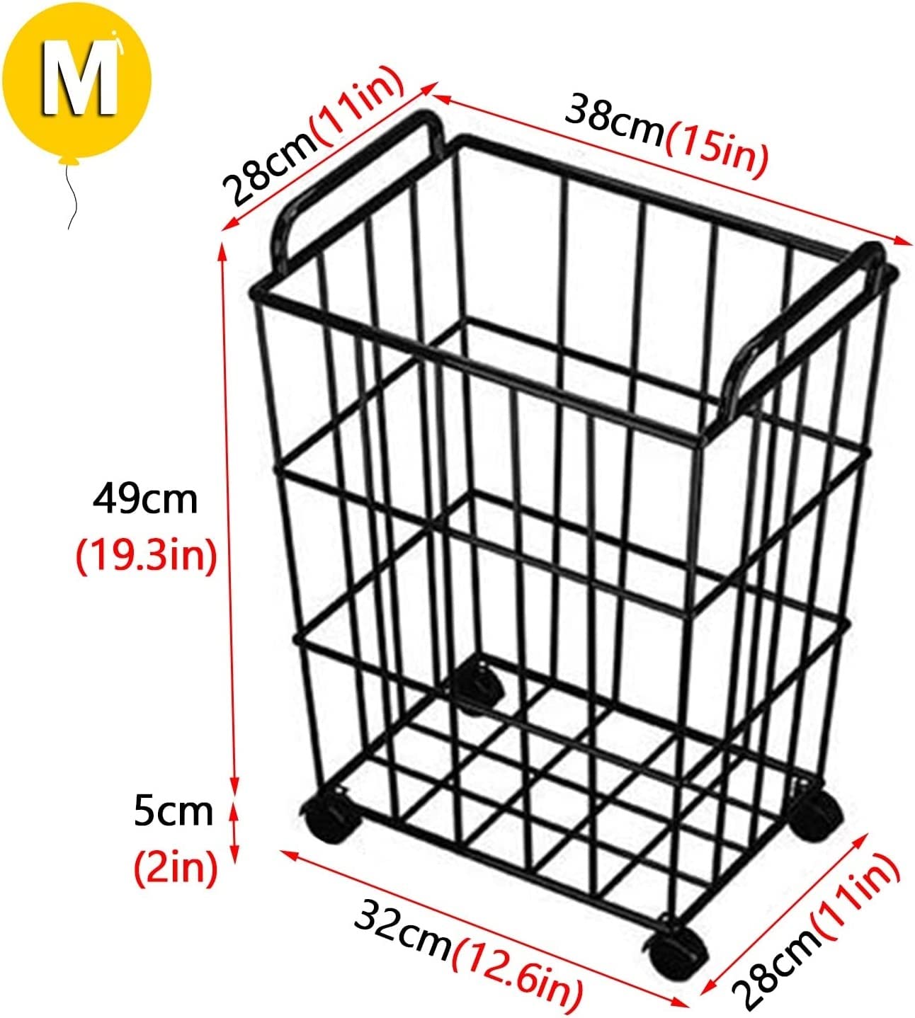 Metal Yoga Mat Organizer Basket with Wheels & Handle - Floor Standing Yoga Mat Holder Storage Cart for Home Gym, Fitness Room & Yoga Studio - Portable Mobile Yoga Equipment Organizer for Easy Mat Storage & Transport