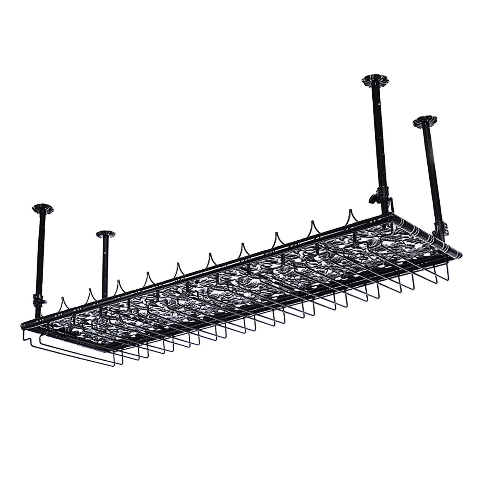Stylish Ceiling-Mounted Wine Bottle Holder & Glass Rack - Adjustable Height (100x35cm) for Bar, Kitchen, Restaurant - Perfect for Wine Storage and Decorative Display