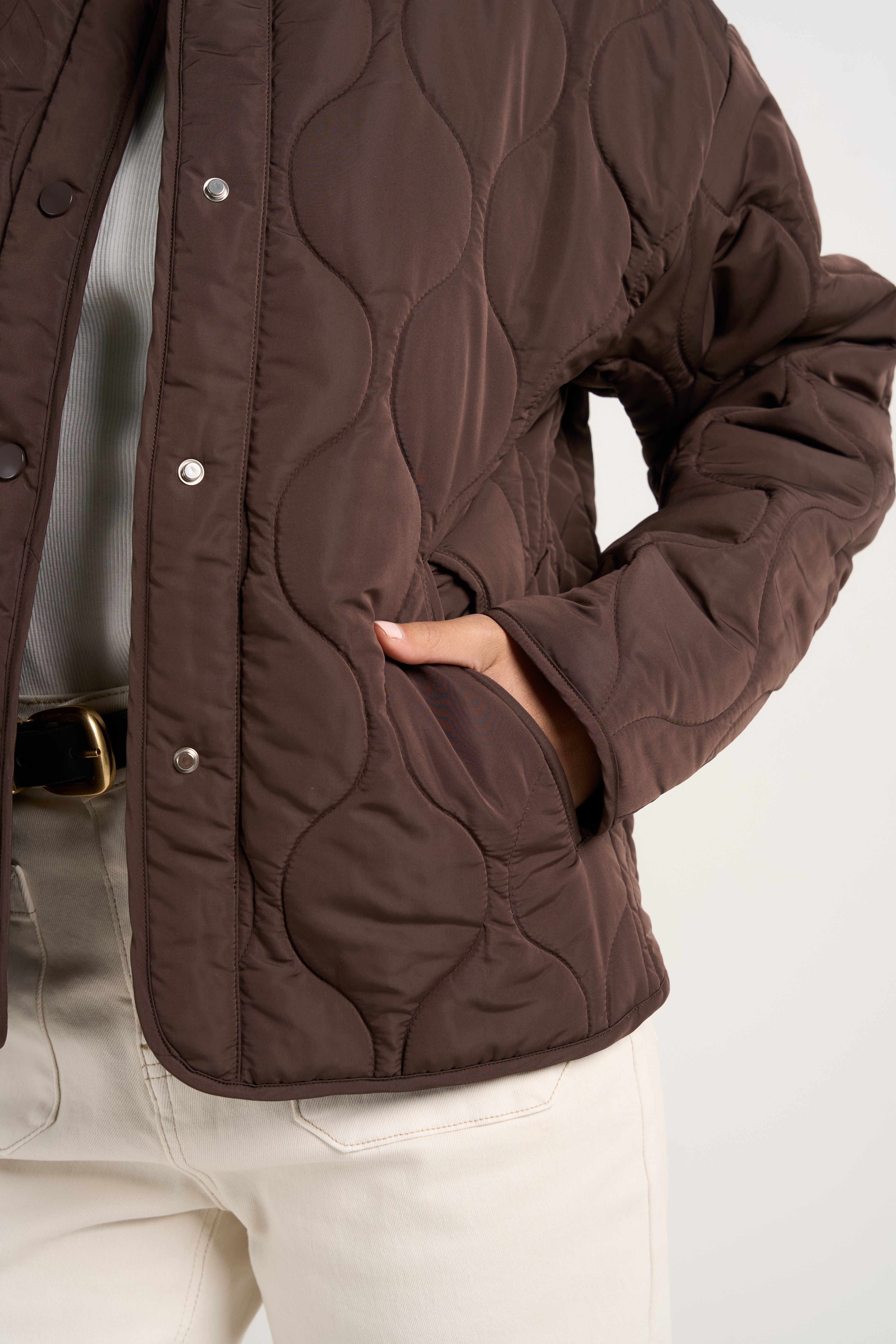 Apex Chocolate Collarless Puffer Jacket for Men - Lightweight Winter Coat with Quilted Design - Perfect for Outdoor Activities & Casual Wear