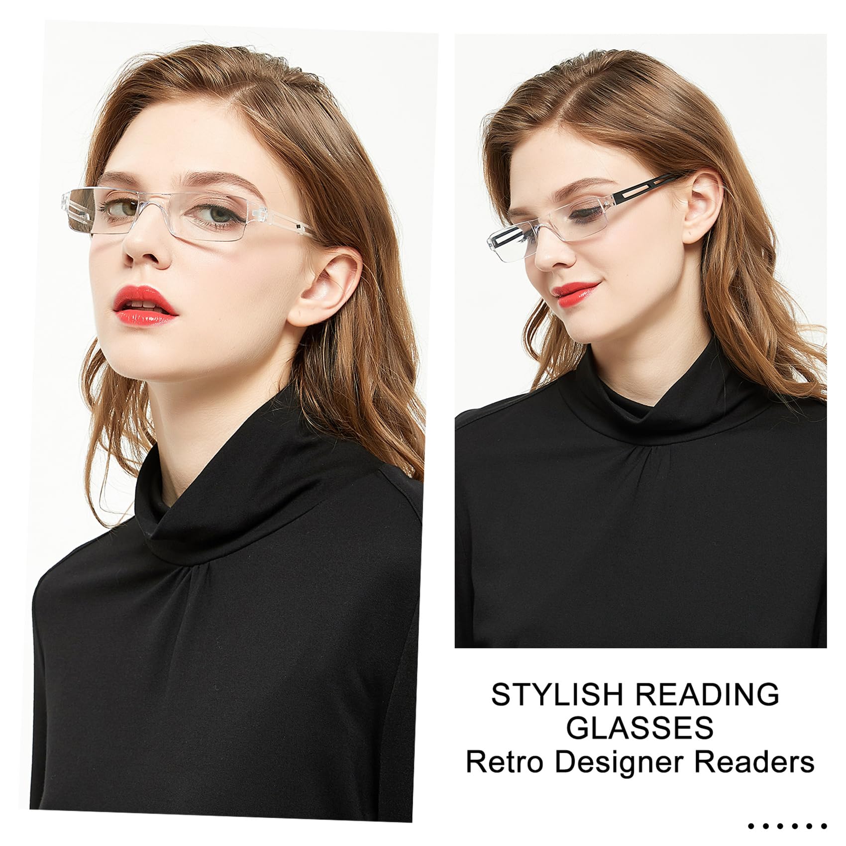 4 Pairs Blue Light Blocking Reading Glasses for Men - Fashion Rectangle Eyewear Frame with 4.00 Magnification (4 Colors) - Perfect for Computer Use, Office Work & Screen Time Protection