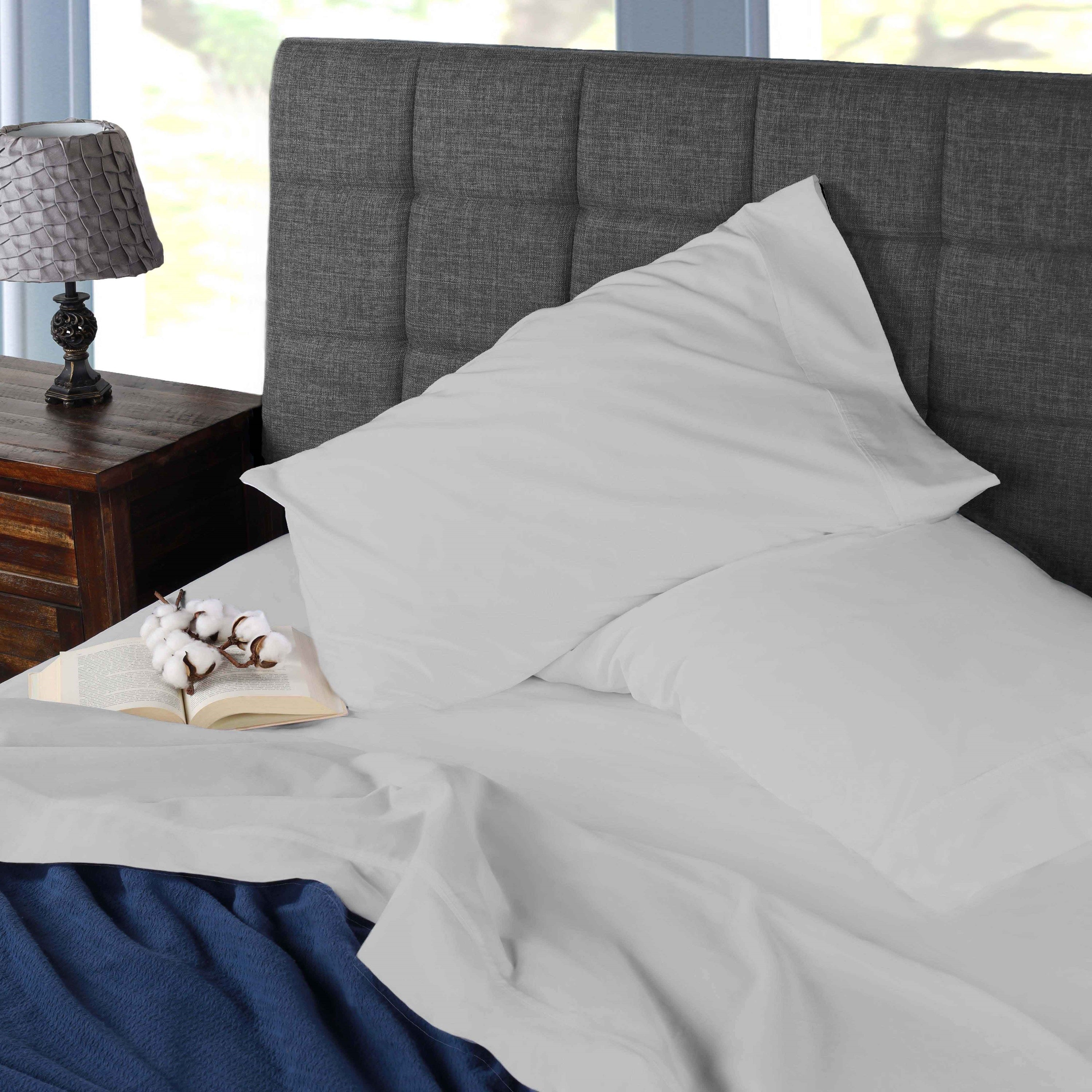 Premium Gina Organic Cotton 300 Thread Count Percale Deep Pocket Sheet Set - Queen Size, 4-Piece Bedding for Cool & Breathable Sleep - Perfect for Master Bedroom, Guest Room & Dorm