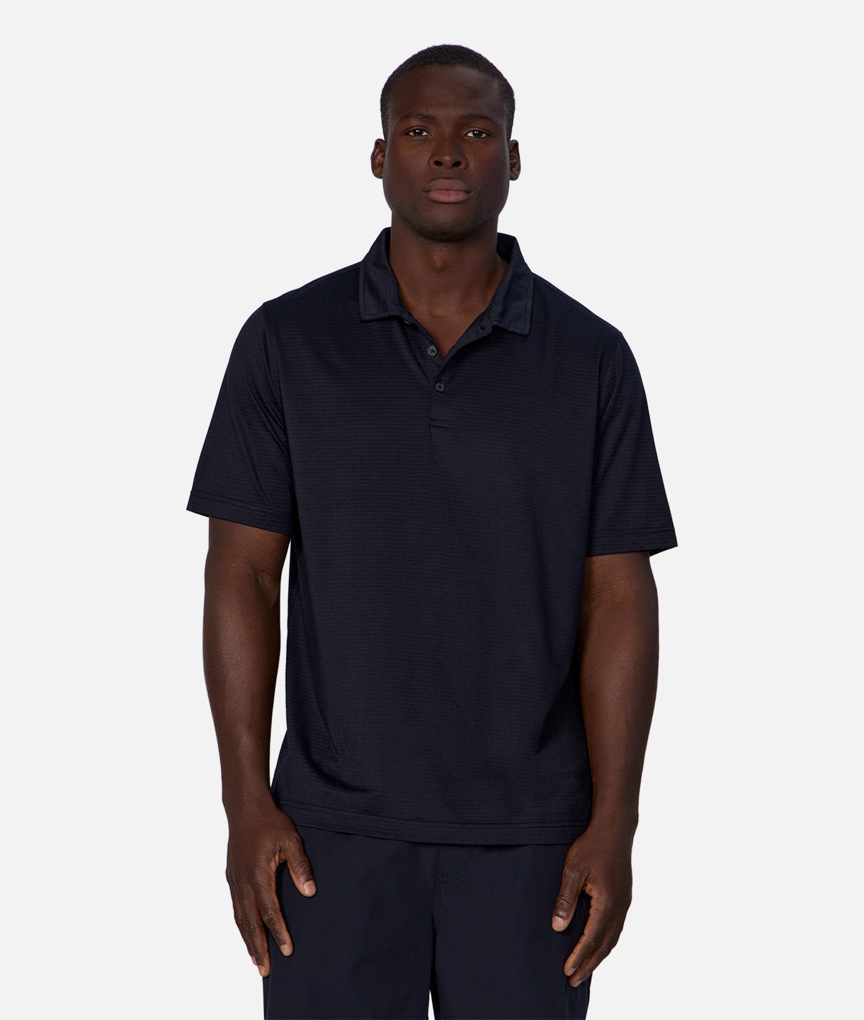 Tech Watson Men's Performance Polo Shirt - Dark Navy Blue - Moisture Wicking & Breathable for Golf, Work & Casual Wear