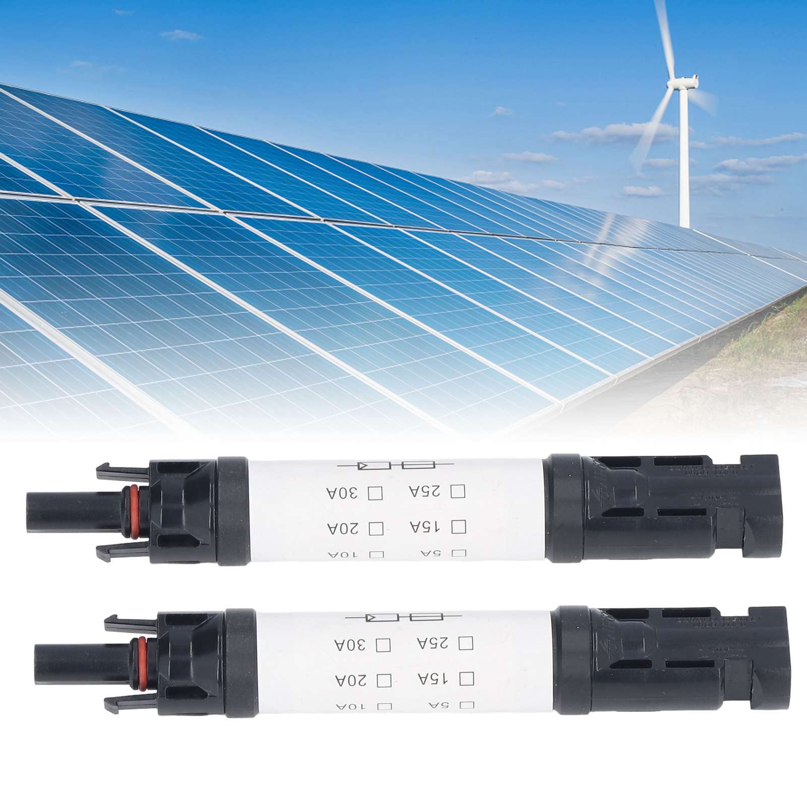BestYiJo 2-Pack Solar Fuse Connector Set - IP68 Waterproof & UV Resistant 1000V PV Connector with Built-in 20A Fuse for Solar Panels, Cables and Controllers - Perfect for Off-Grid Solar Systems and RV Solar Installations