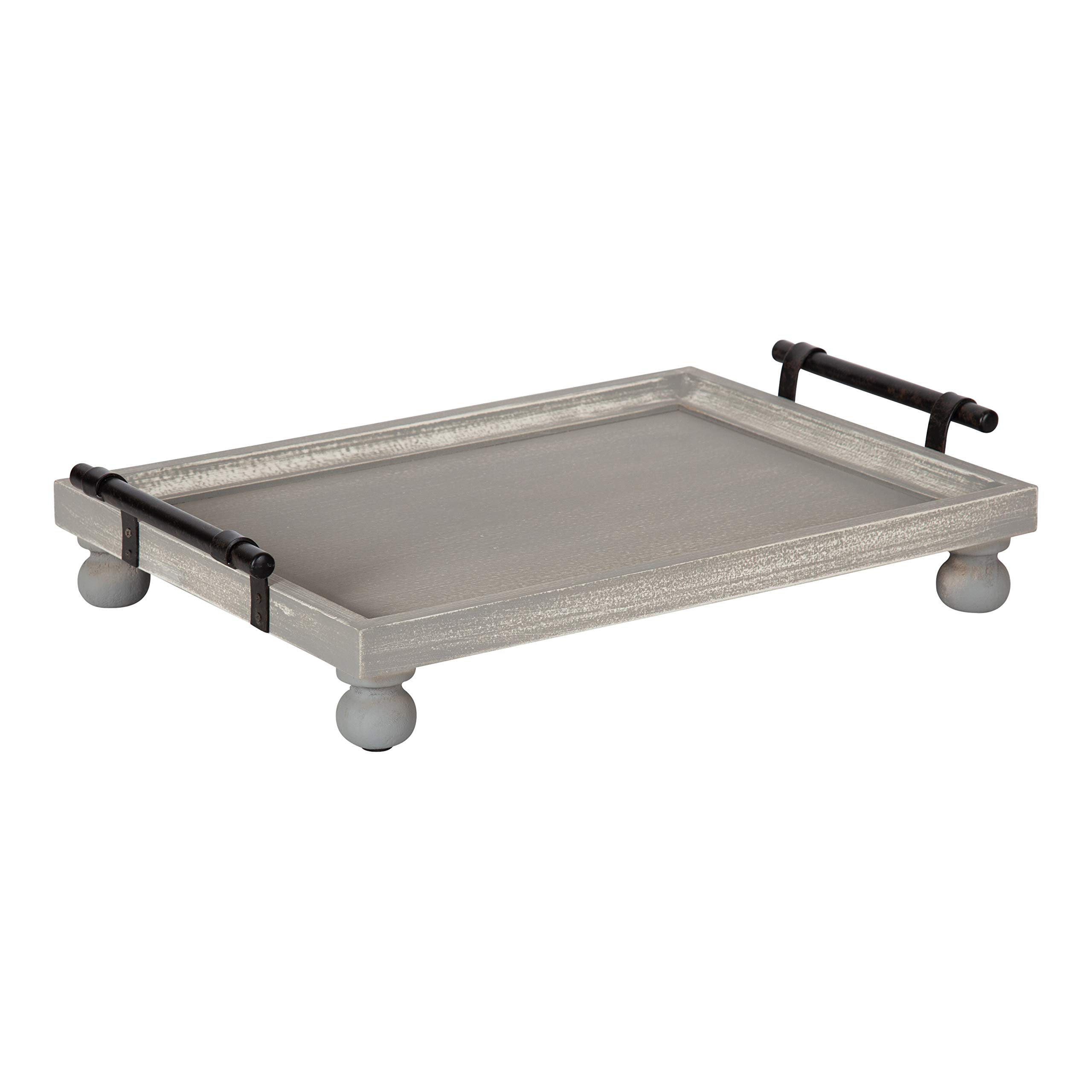 Kate and Laurel Bruillet Farmhouse Rectangular Tray 12x16 Inches - Rustic Gray Vintage Wooden Serving Tray for Coffee Table, Kitchen Counter, Dining Table & Home Decor