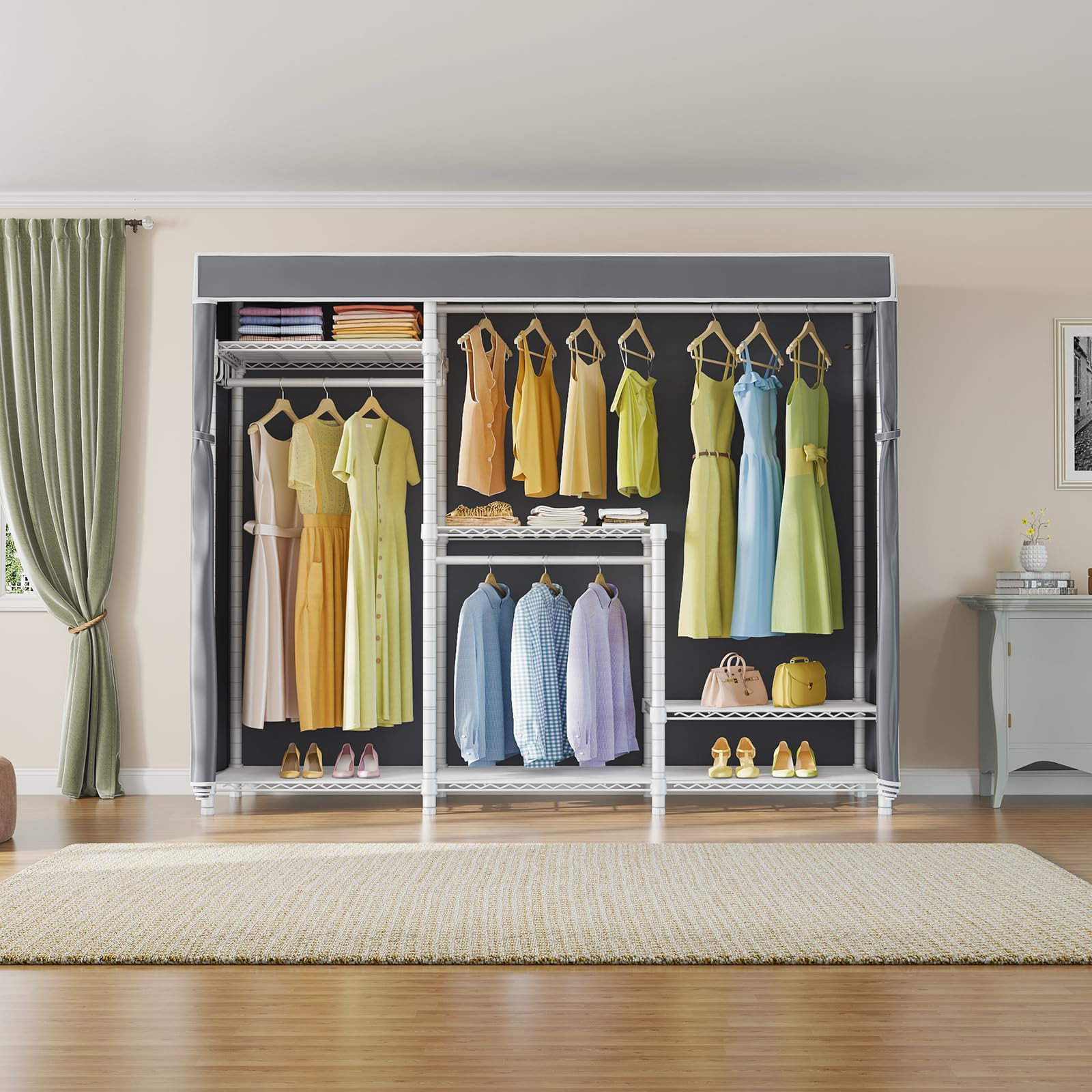 VIPEK V3C Heavy Duty Covered Clothes Rack with Oxford Fabric - Adjustable Shelves & Hanging Rods - 950lbs Capacity Freestanding Wardrobe for Clothes Storage | Perfect for Bedroom, Closet Organization, Laundry Room & Portable Closet Solutions