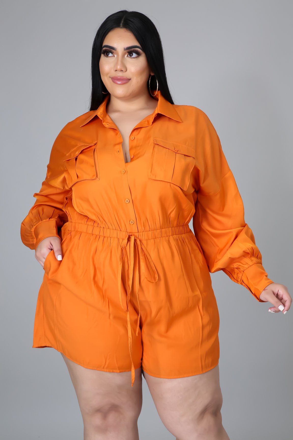 Natalya Plus Size Jumpsuit for Women - Orange Curve - Stylish & Comfortable One Piece Outfit for Casual Wear, Party & Date Night
