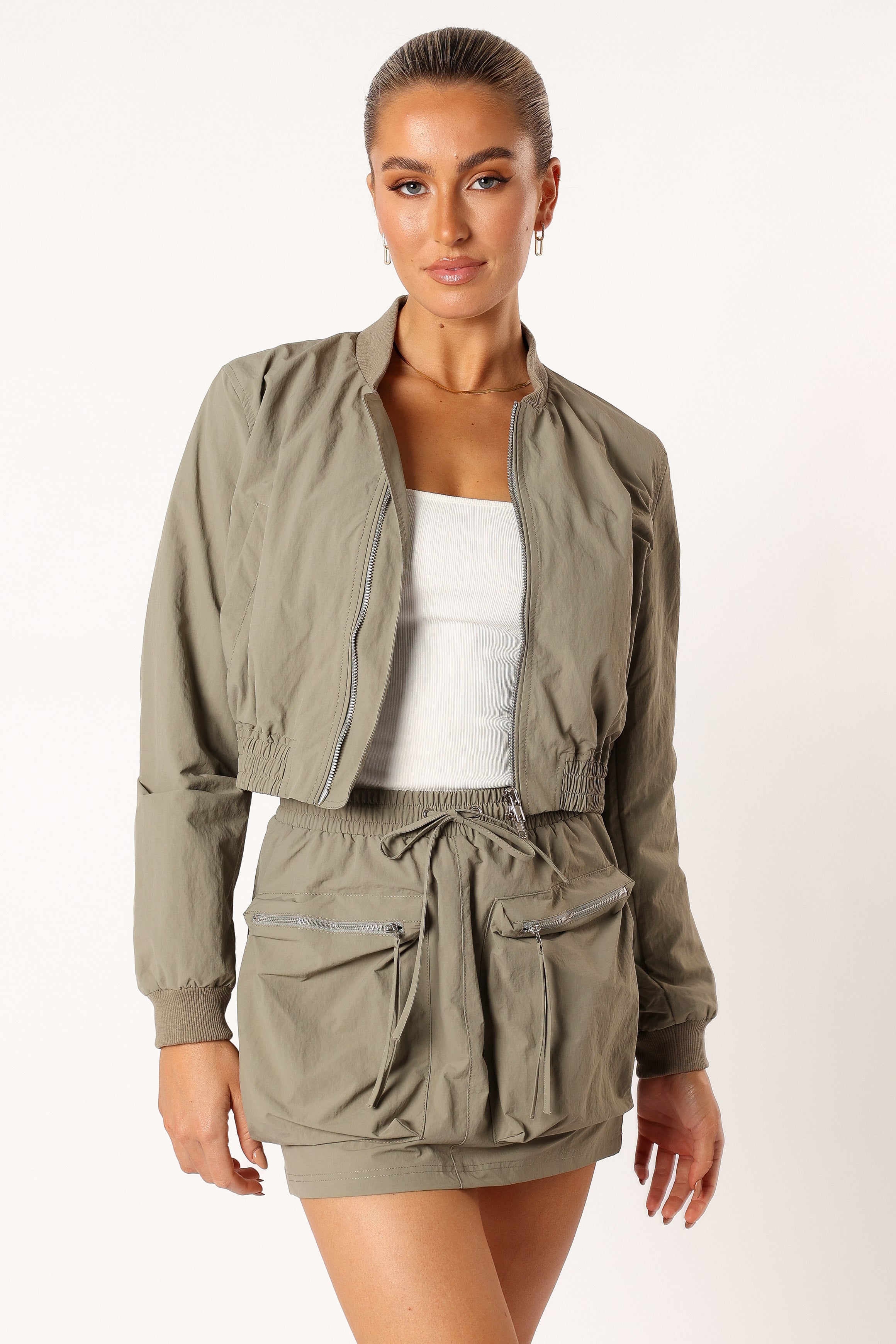 Freddie Two Piece Set - Light Olive Green Outfit for Women | Casual Summer Dress & Top Set | Perfect for Beach, Vacation, and Outdoor Activities