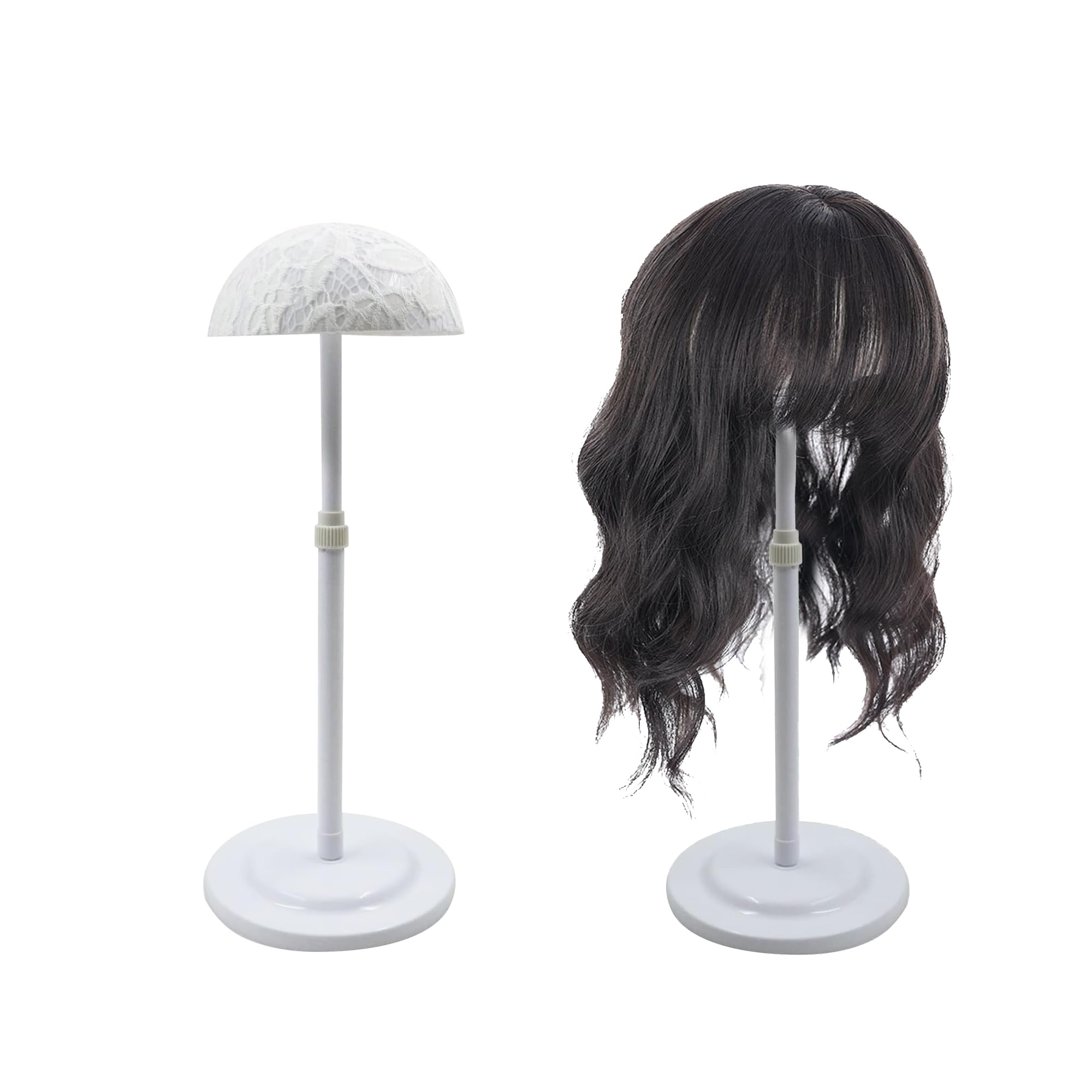 Adjustable Wig Display Head Stand - White Mannequin Head Holder for Cosmetology, Hair Styling & Wig Training - Perfect for Salon, Beauty School & Home Use