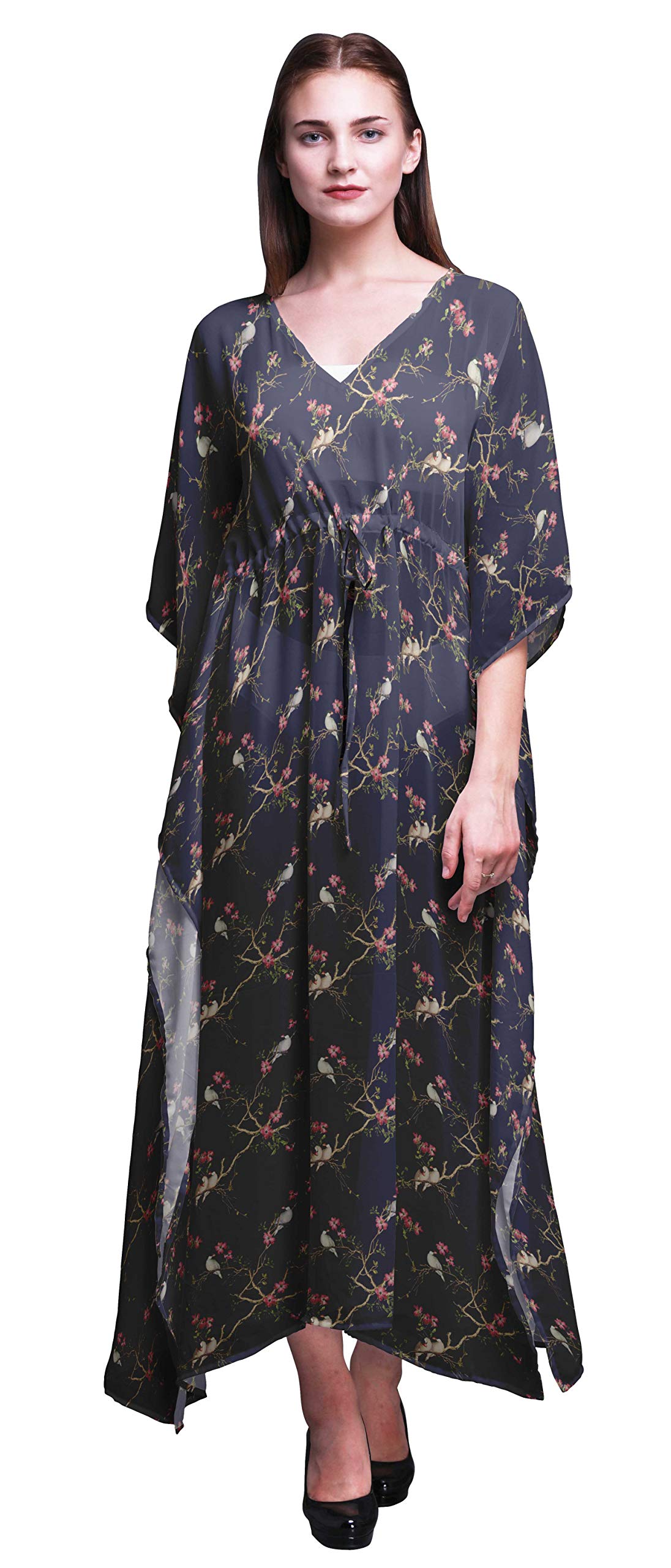 Bimba Beach Kaftan - Women's Flowy Maxi Dress Cover Up, Long Summer Kimono Bikini Coverup with Side Slits | Perfect for Poolside, Beach Vacation, Boho Outfits & Resort Wear