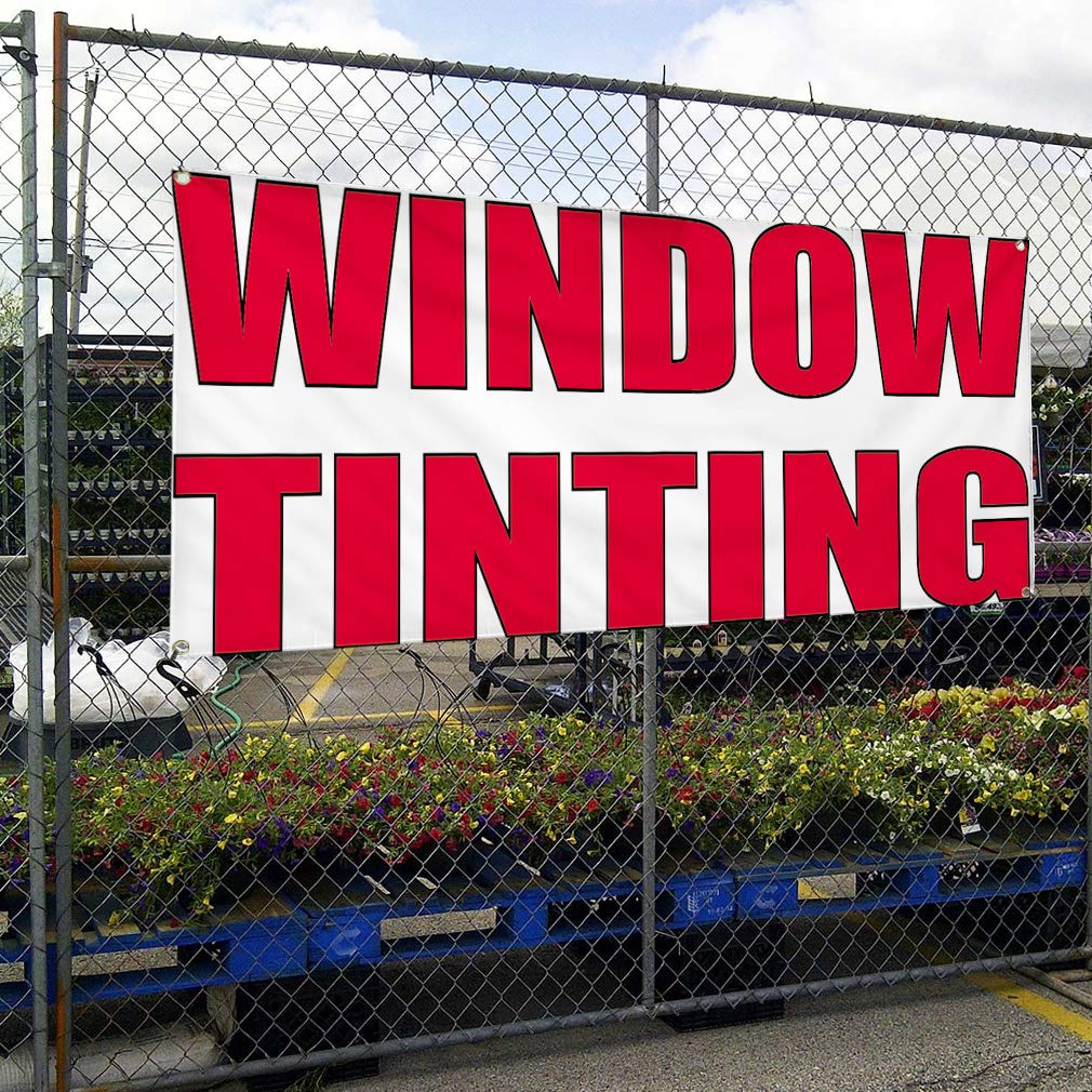 Vinyl Banner - 48x96 Inches with 8 Grommets | Weatherproof Outdoor Advertising Sign for Automotive, Window Tinting & Industrial Use | Perfect for Yard Signs, Business Promotion & Events