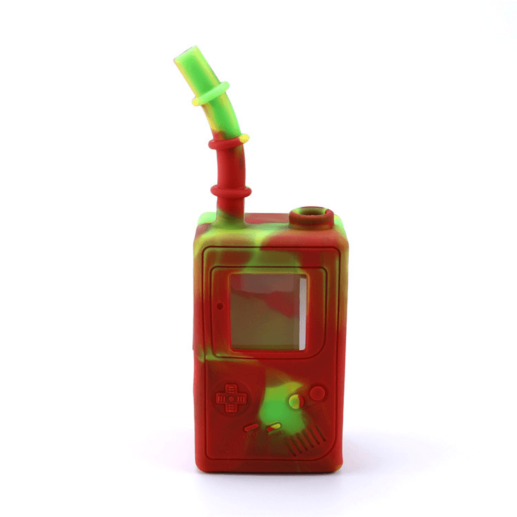 Premium Silicone & Glass Mini Game Bong - Square Box Design with Glass Bowl - Portable Water Pipe for Smooth Smoking - Perfect for Travel, Camping & Home Use
