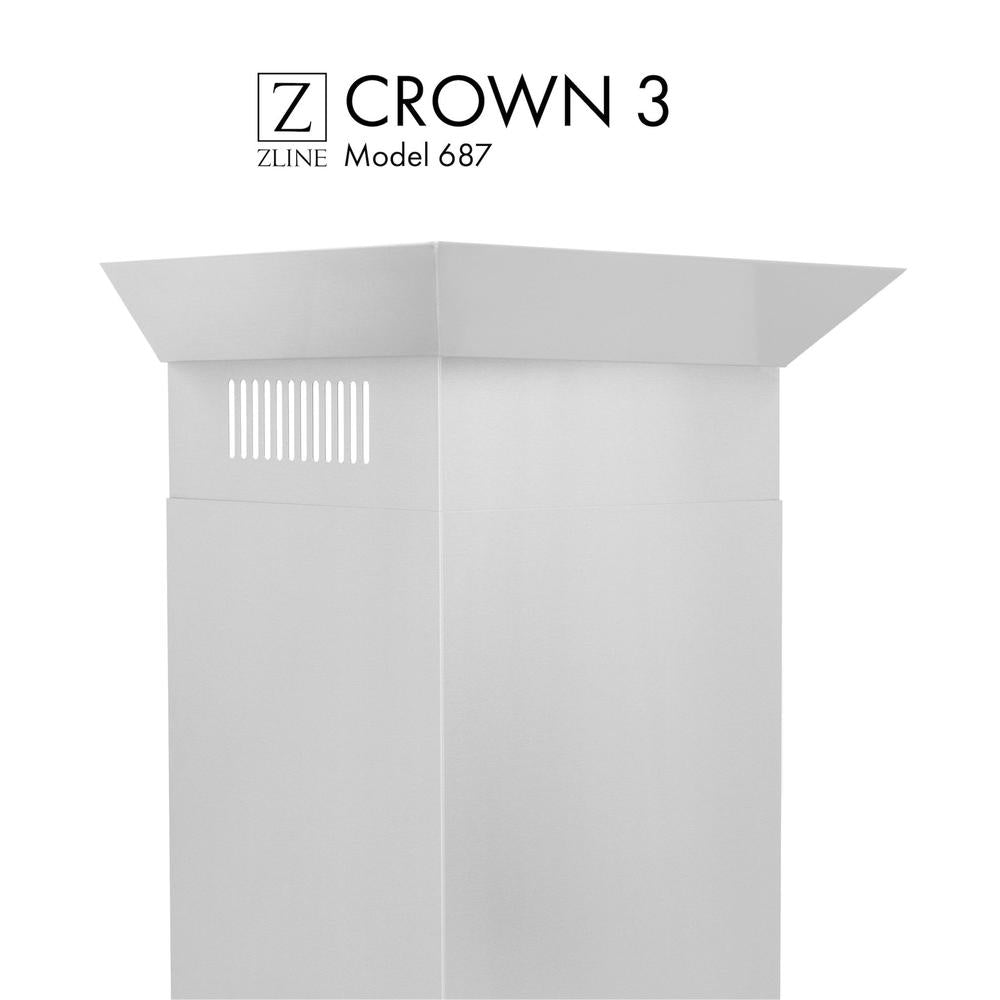 ZLINE CM3 687 30-Inch Wall Mount Range Hood with Crown Molding - Stainless Steel Kitchen Vent Hood for Stove Top, Powerful 600 CFM, LED Lighting - Perfect for Modern Home Kitchen & Restaurant Use