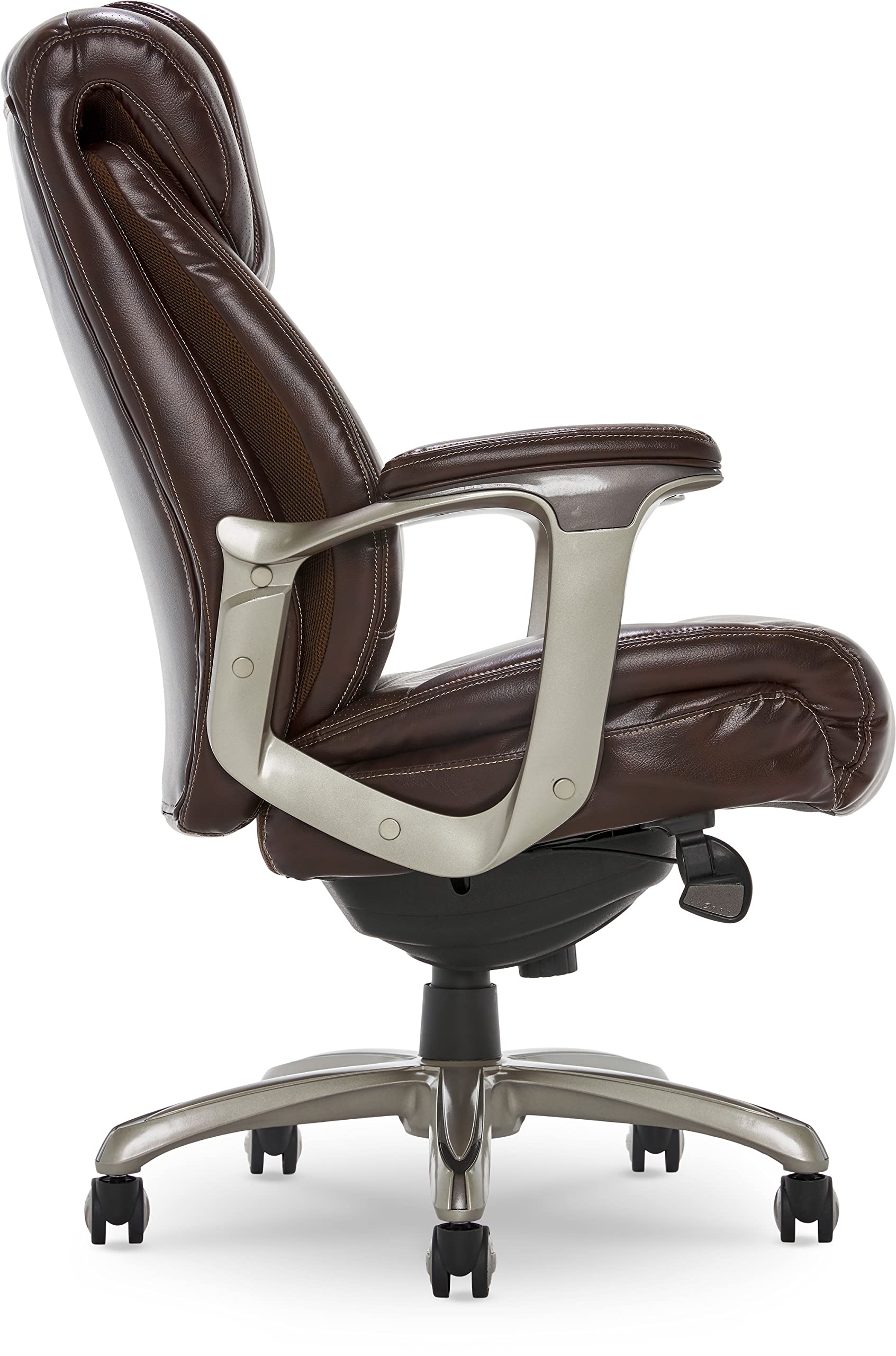 La-Z-Boy Cantania Executive Office Chair with AIR Lumbar Support & Memory Foam Cushions - Ergonomic High Back Desk Chair with Brown Bonded Leather - Perfect for Home Office, Gaming & Workspaces