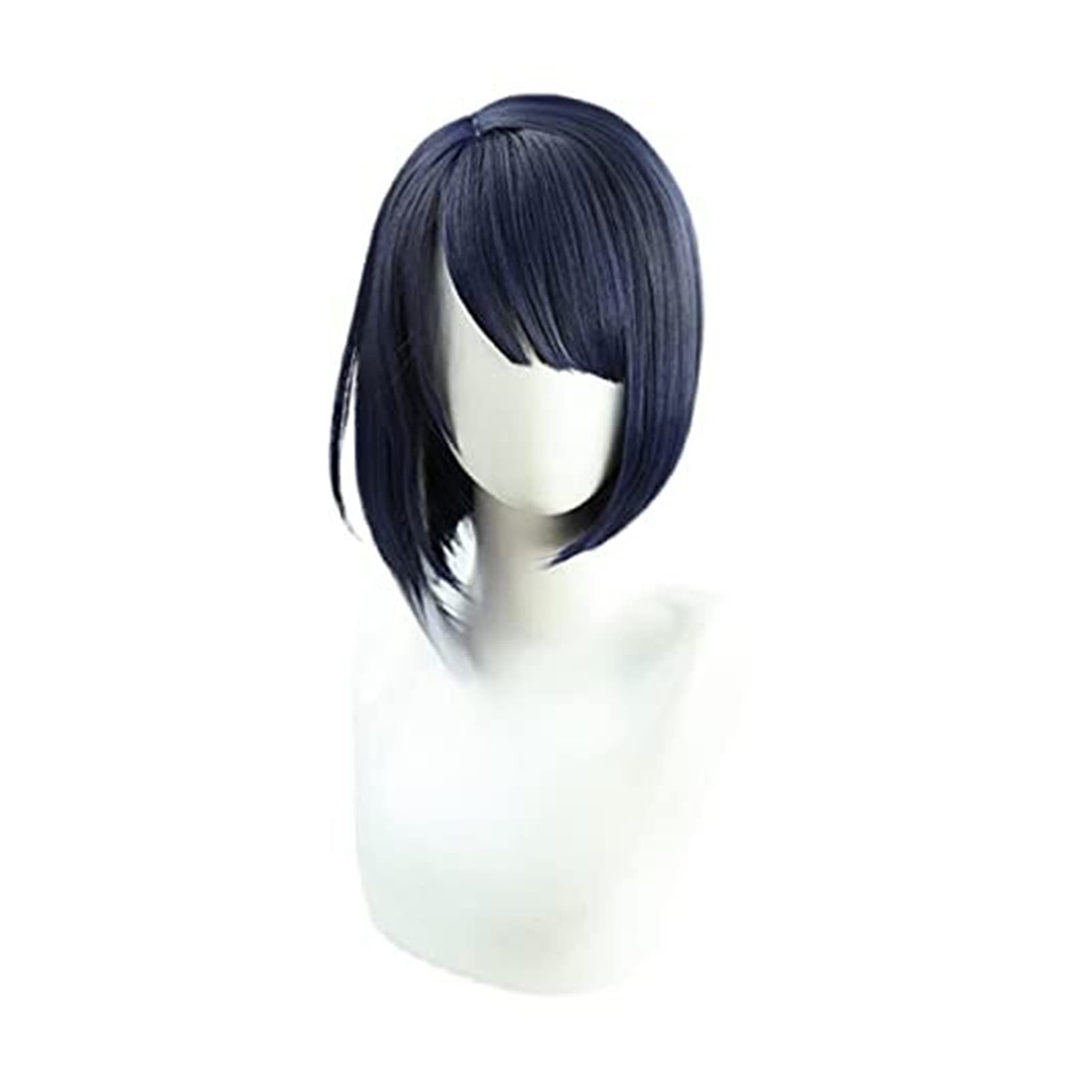 Genshin Impact Kujo Sara Cosplay Wig - Inazuma Character Short Gradient Dark Blue Heat Resistant Synthetic Hair for Anime Conventions & Role Playing Games