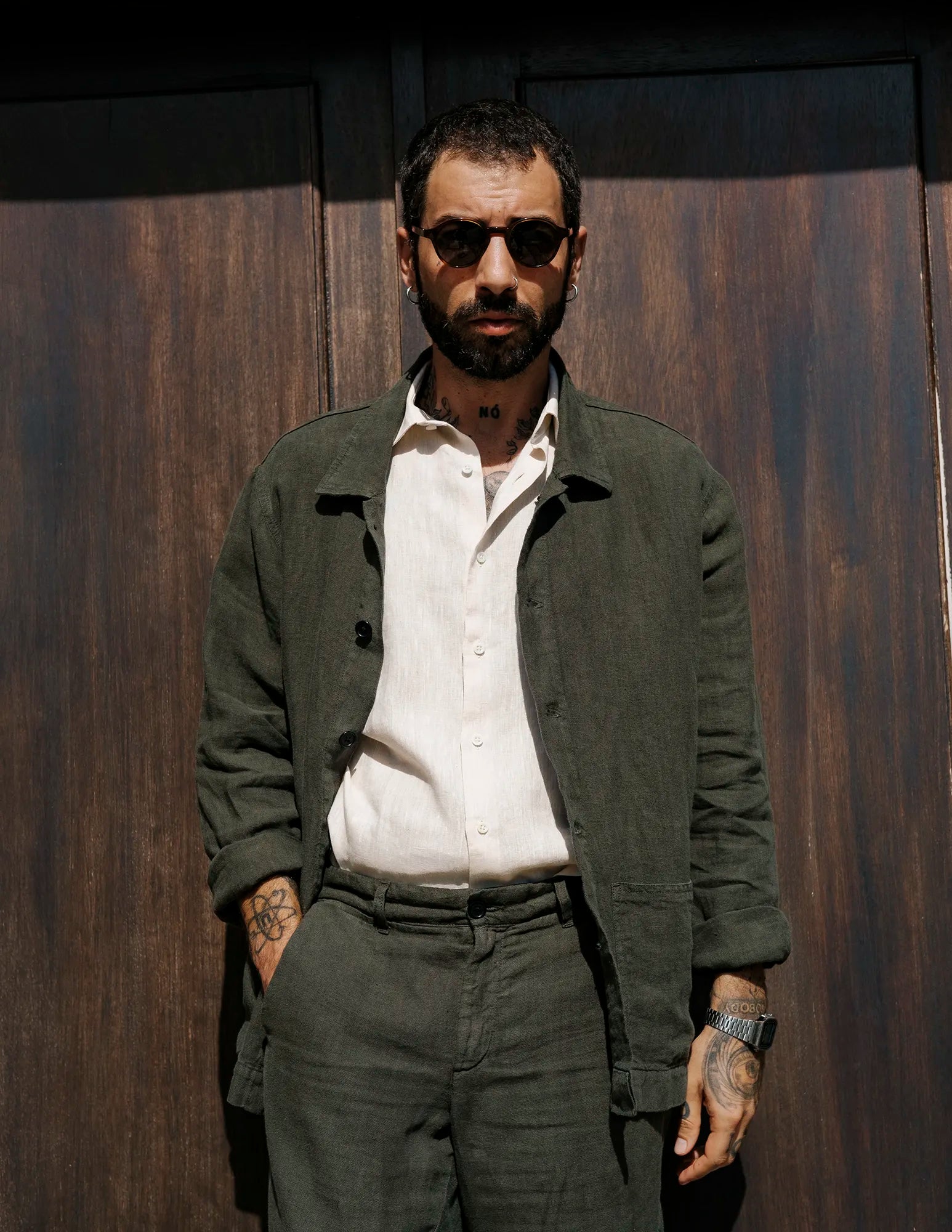 Premium Linen Overshirt for Men - Ilha Moss Color - Lightweight & Breathable Summer Shirt for Casual Wear, Outdoor Activities & Travel