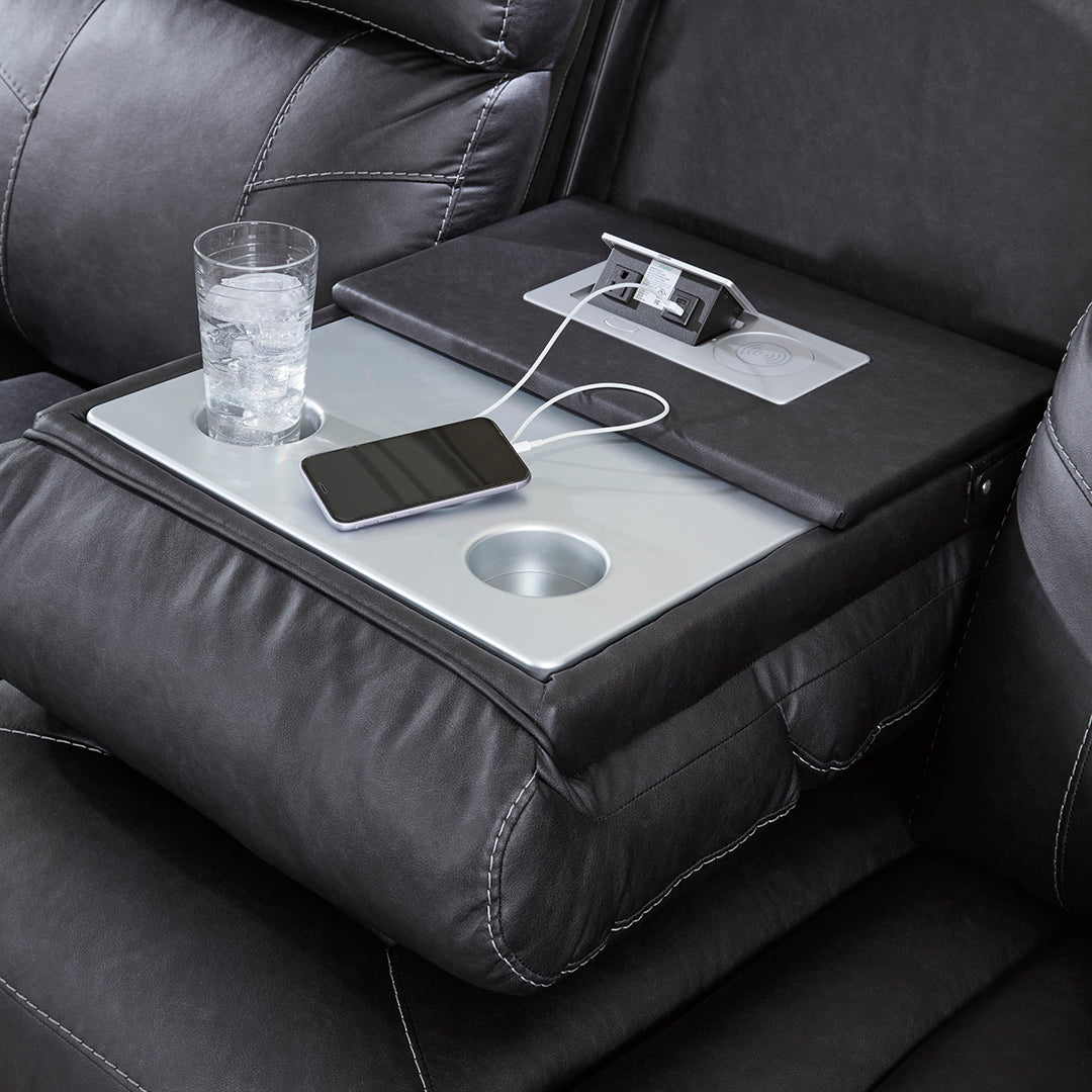 Montacute Reclining Sofa - 3-Seater Leather Recliner Couch with Cup Holders & USB Ports | Perfect for Living Room, Home Theater & Family Relaxation