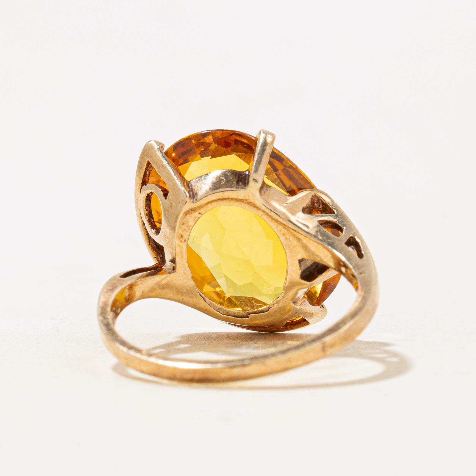 Exquisite 8.29ct Synthetic Yellow Sapphire Cocktail Ring - Size 6.25 - Elegant Statement Jewelry for Evening Parties & Special Occasions