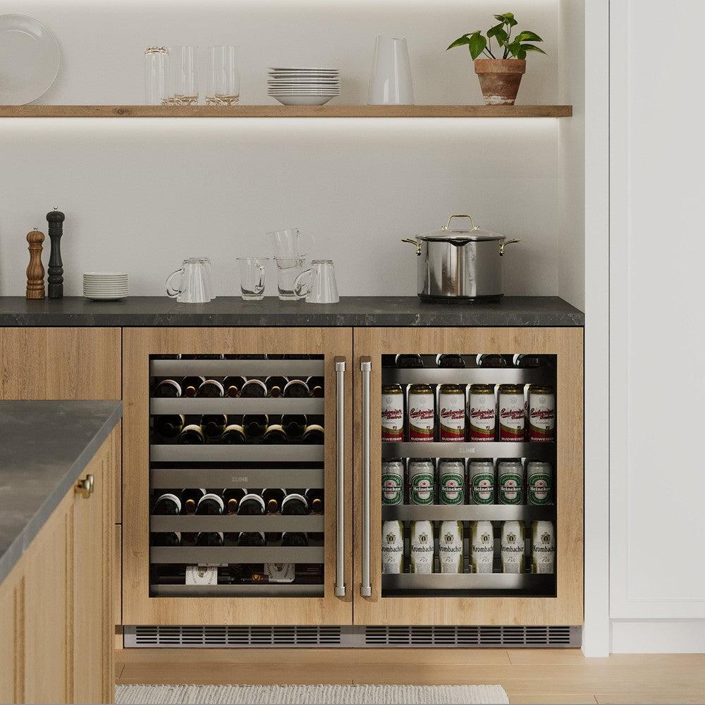 ZLINE 24 Inch Built-In Beverage Refrigerator with Touchstone 151 Technology & Panel Ready Glass Door - Perfect for Home Bars, Kitchenettes, and Office Break Rooms (RBSPO 24)