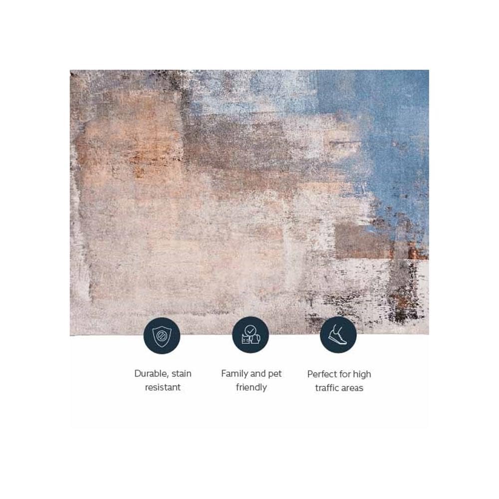 Linon Washable Keller Polyester 5'x7' Area Rug in Beige - Soft Non-Slip Living Room Rug for Bedroom, Dorm & Home Decor