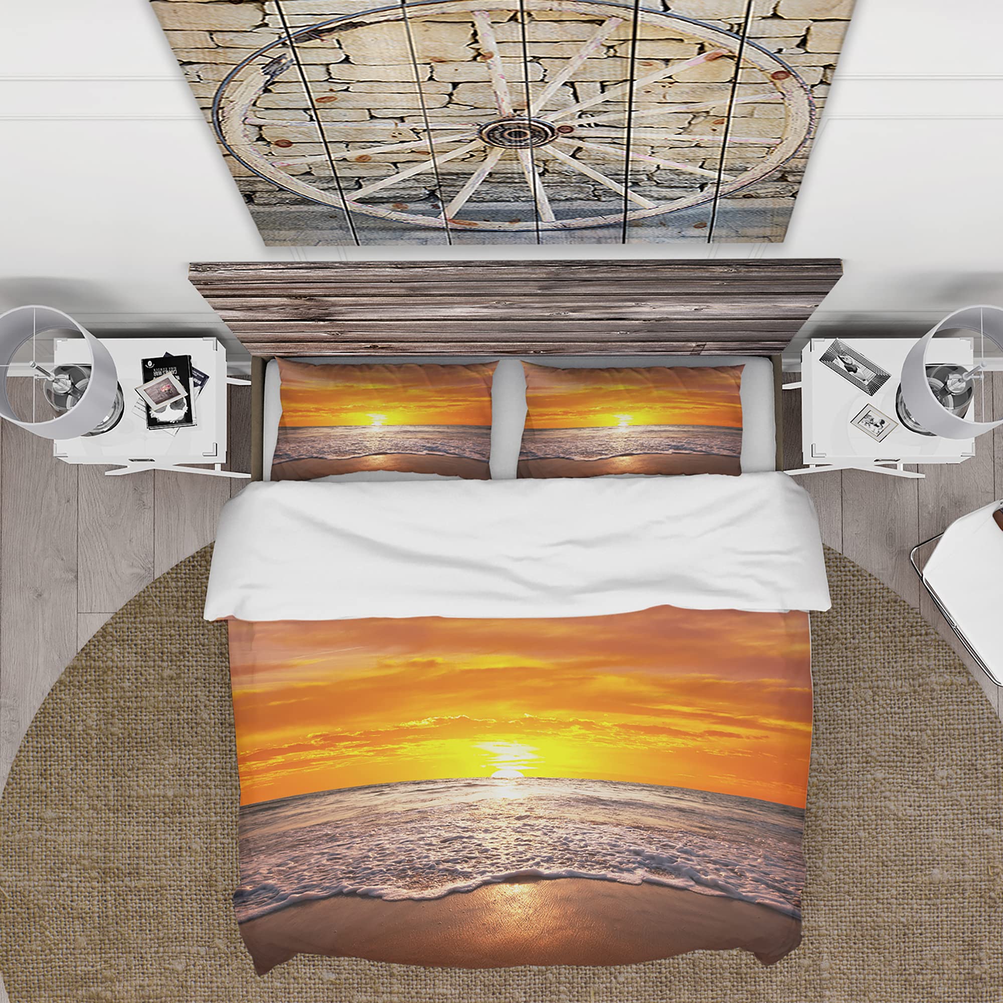 Majestic Sunset Coastal Duvet Cover Set King - Beach Bedding for All Seasons