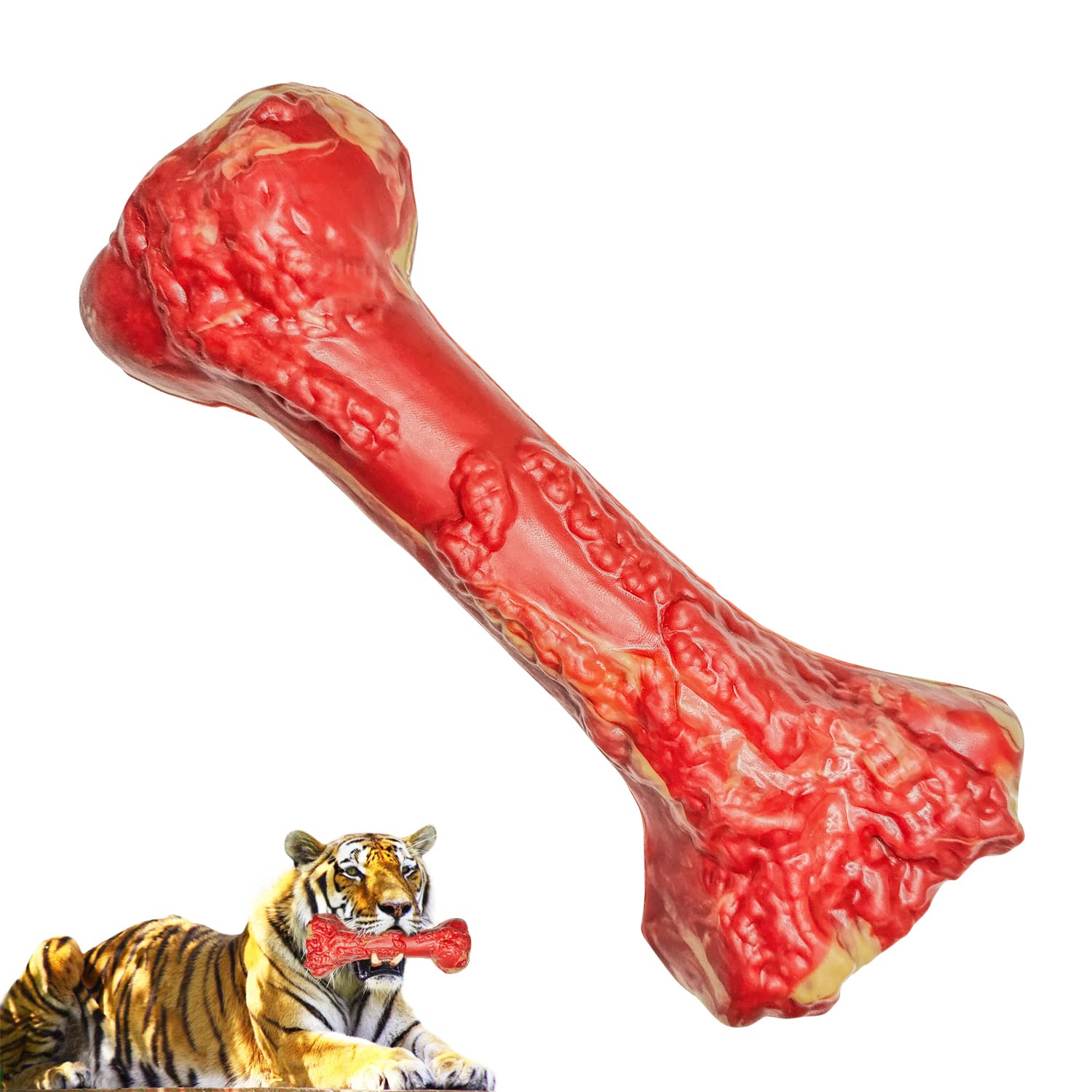 **Durable Beef-Flavored Rubber Chew Toy for Large & Aggressive Chewers – Interactive Dog Bone with Teeth Cleaning & Sound – USA-Made Dog Toy for Playtime & Training**    *(Perfect for teething puppies, strong chewers, and interactive play – keeps dogs engaged while promoting dental health!)*