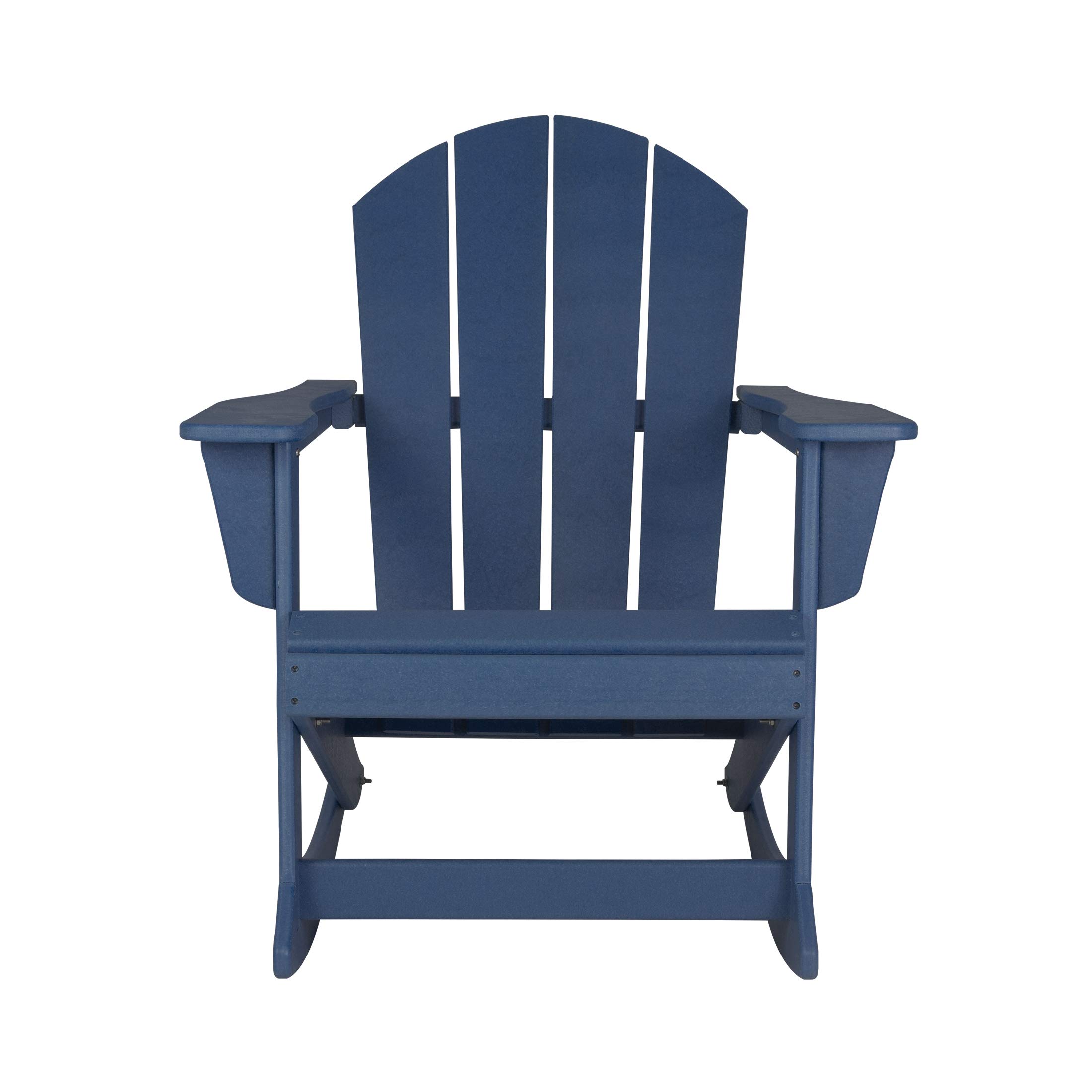 WO Home Furniture 4-Piece Patio Rocking Chair Set - Classic Outdoor HDPE Rockers with UV & Weather Resistance (Navy Blue) - Perfect for Porch, Garden, Deck & Backyard Relaxation