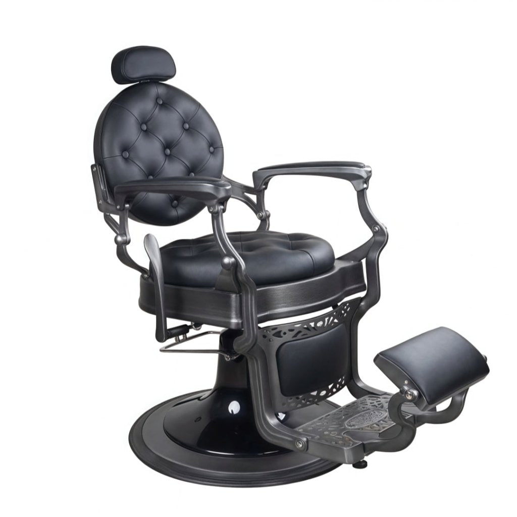 Vintage Barber Chair for Salon - Matte Gun Grey Styling Chair BC511 | Professional Haircut & Shaving Chair for Home & Commercial Use