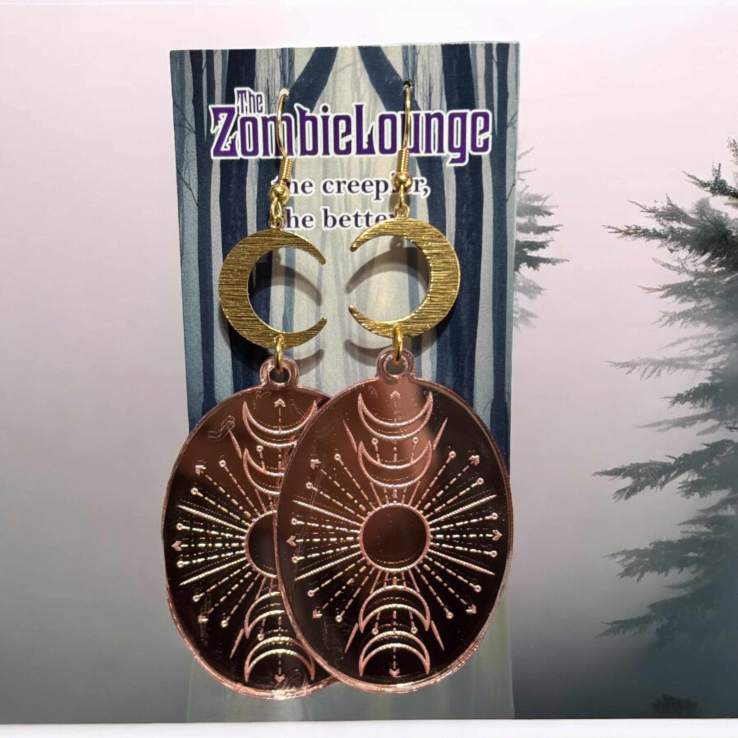 Moon Phase Earrings and Keychain Set - Celestial Jewelry for Women, Boho Chic Keychain Gift - Perfect for Stargazing, Yoga, and Spiritual Healing