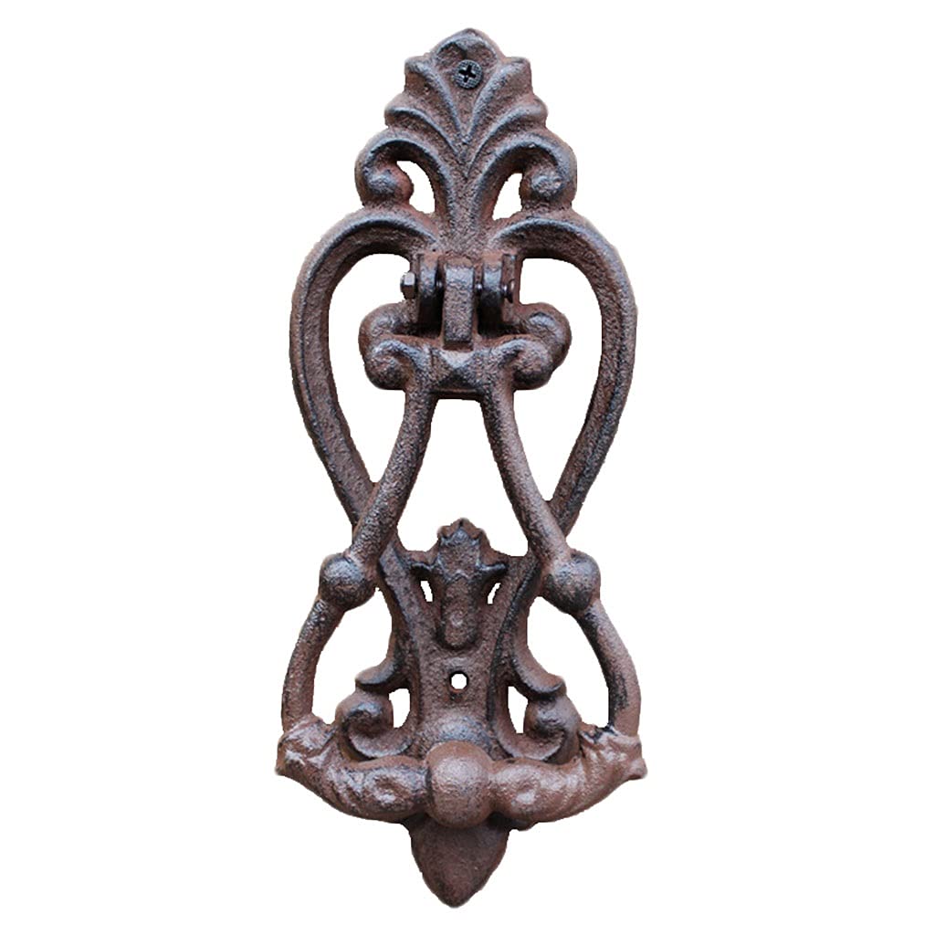 Vintage Cast Iron Front Door Knocker - Rustic Black Decorative Door Handle (24.5x9.9x3.3cm) for Home Entryway, Farmhouse & Cottage Style Houses - Perfect for Front Door Decor & Welcoming Guests