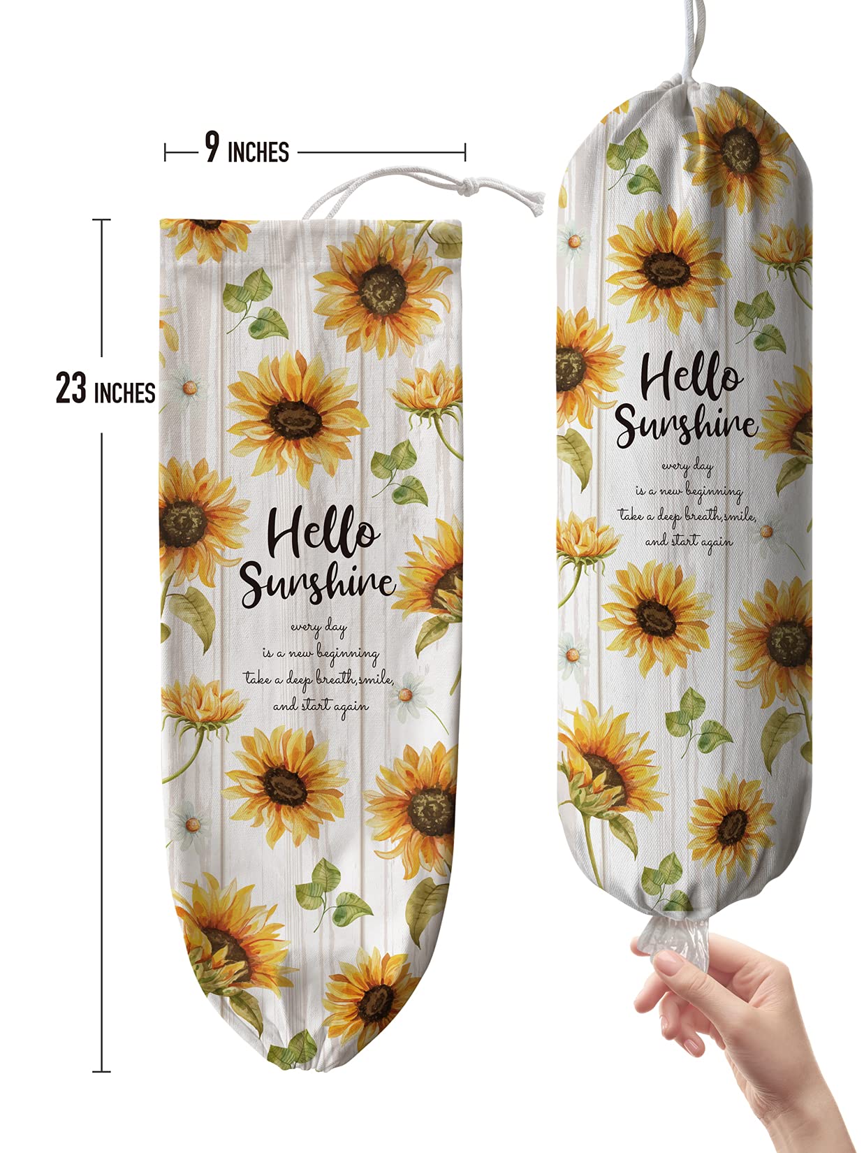 Sunflower Plastic Bag Holder & Dispenser - Kitchen Grocery Bag Organizer, Trash Bag Storage Carrier - Cute Home Decor for Kitchen, Pantry, Laundry Room - Perfect Gift for Mom, Wife, Grandma (Housewarming, Mother's Day, Birthday)