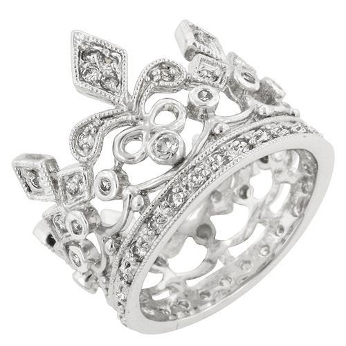 Elegant Cubic Zirconia Crown Eternity Ring for Women - Sterling Silver Wedding Band, Anniversary Gift, Promise Ring - Perfect for Bridal Jewelry & Special Occasions
