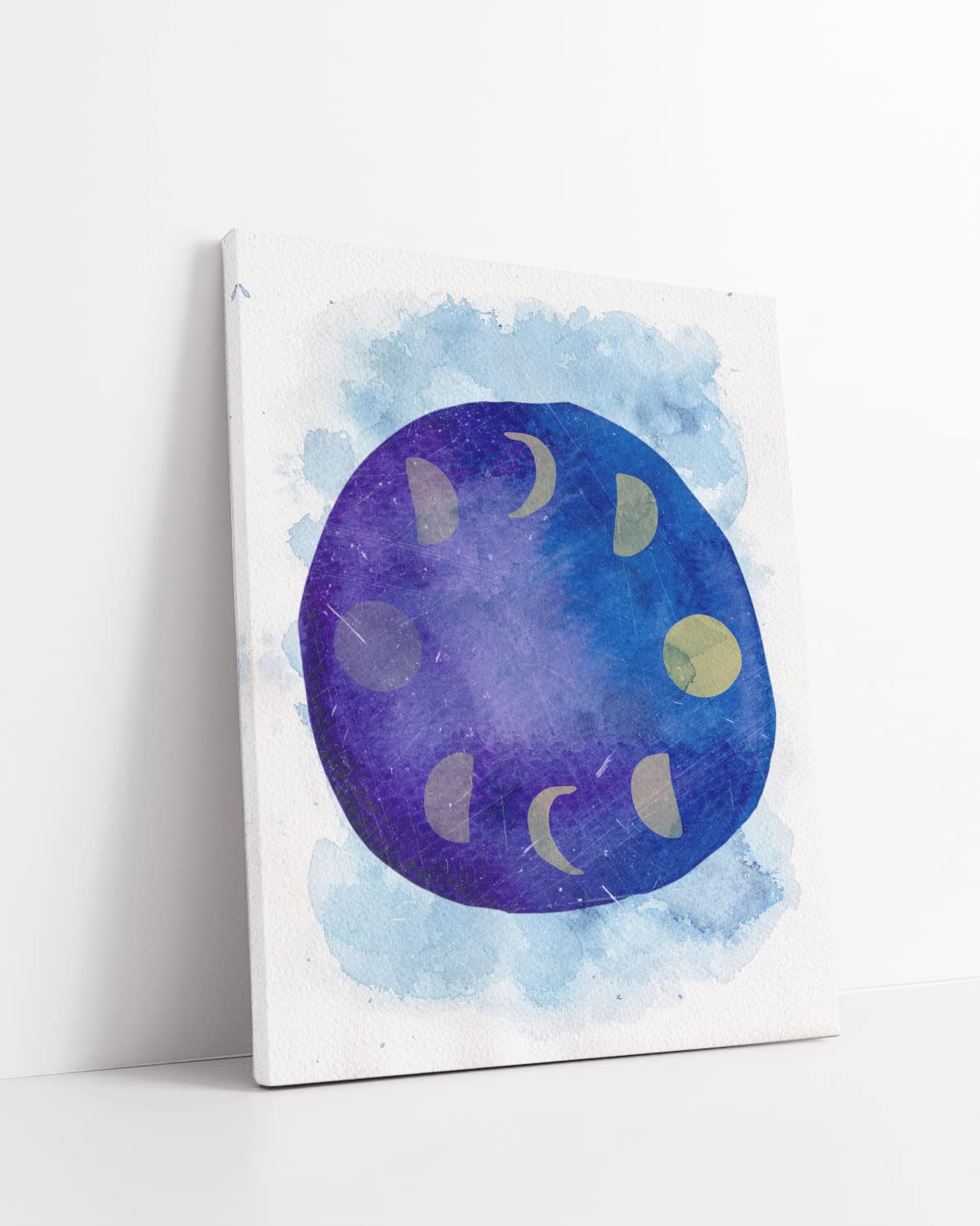 Abstract Moon Art Canvas - Bohemian Wall Decor - Minimalist Boho Moon Phase Painting - Ready to Hang 24x30 Inch - Perfect for Bedroom, Living Room, Apartment & Dorm - Moon Phases Wall Art for Meditation Spaces & Yoga Studios