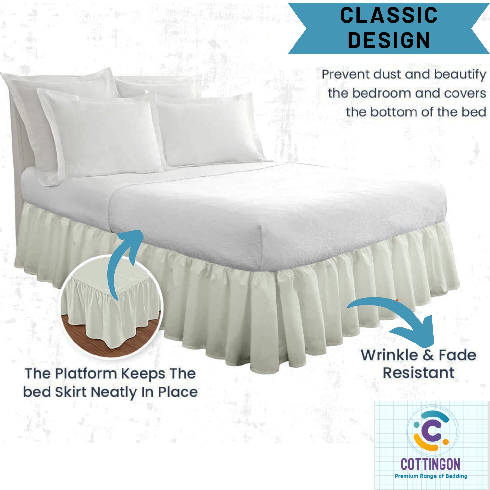 Elegant Ruffled Bed Skirt with Split Corners - 21