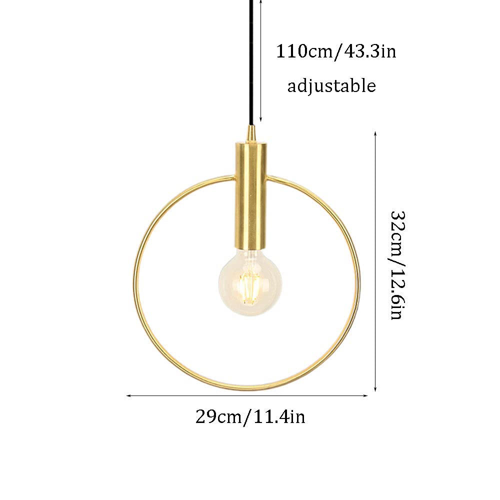 Nordic Style LED Chandelier - 11.4 Inch Creative Circle Iron Pendant Light for Bedroom, Living Room & Bar | Single Head Small Hanging Ceiling Lamp - Modern Home Decor Lighting Fixture