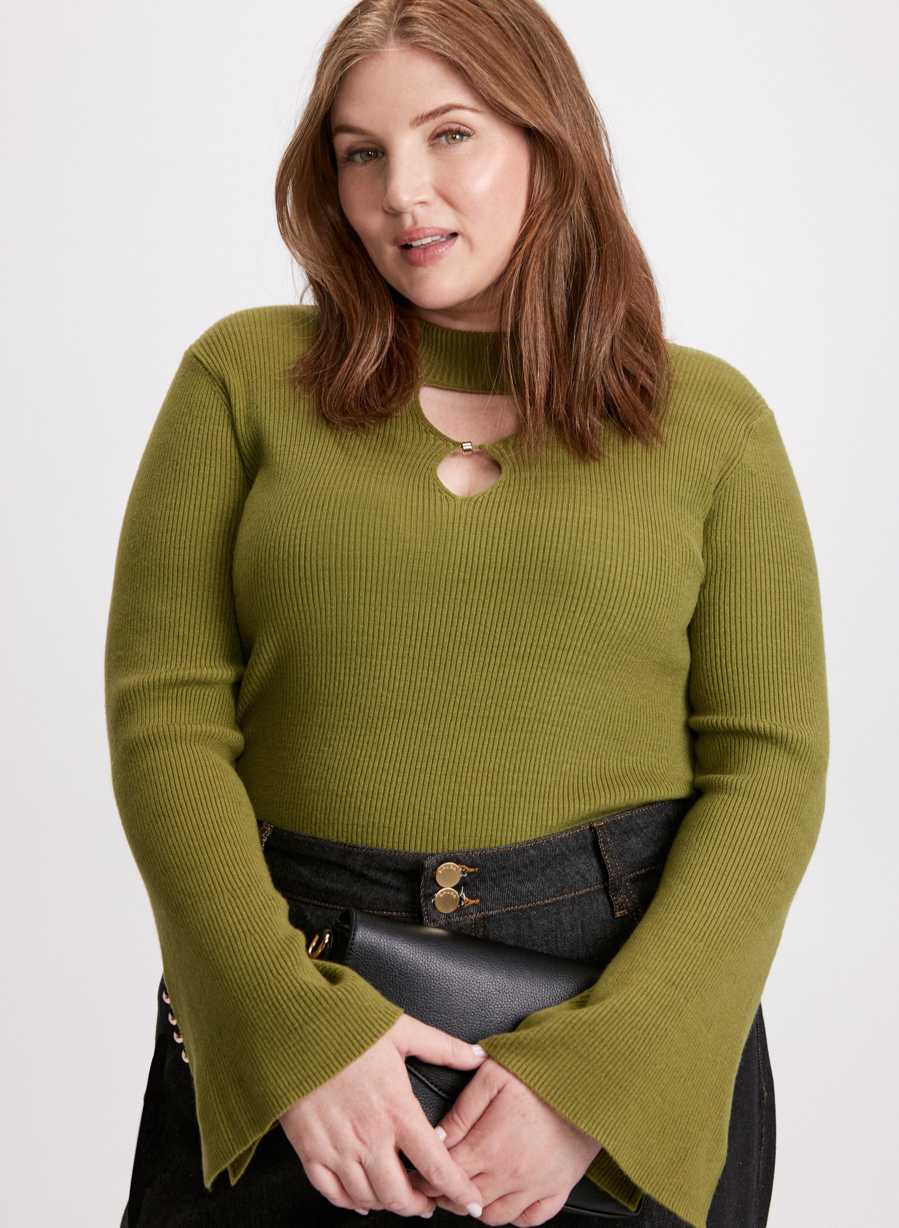 Stylish Cutout Ribbed Sweater for Women - Trendy Off Shoulder Knit Top for Fall & Winter - Perfect for Casual Outings, Date Nights and Office Wear
