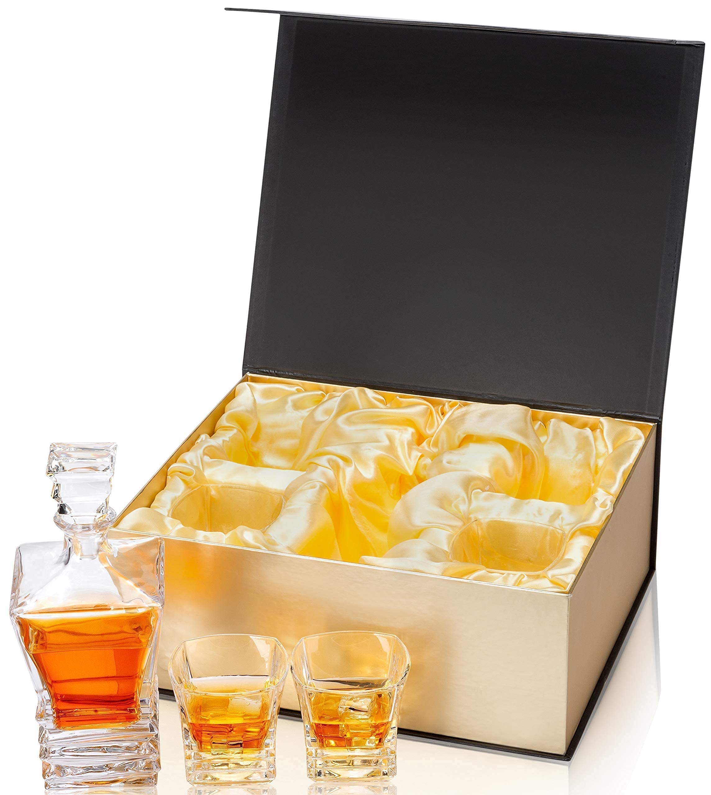 Premium KANARS Whiskey Decanter Set - Handcrafted Crystal Liquor Decanter with 4 Glasses for Scotch, Bourbon, Whiskey & Spirits - Elegant 9-Piece Barware Gift Set for Men - Perfect for Home Bars, Weddings & Special Occasions