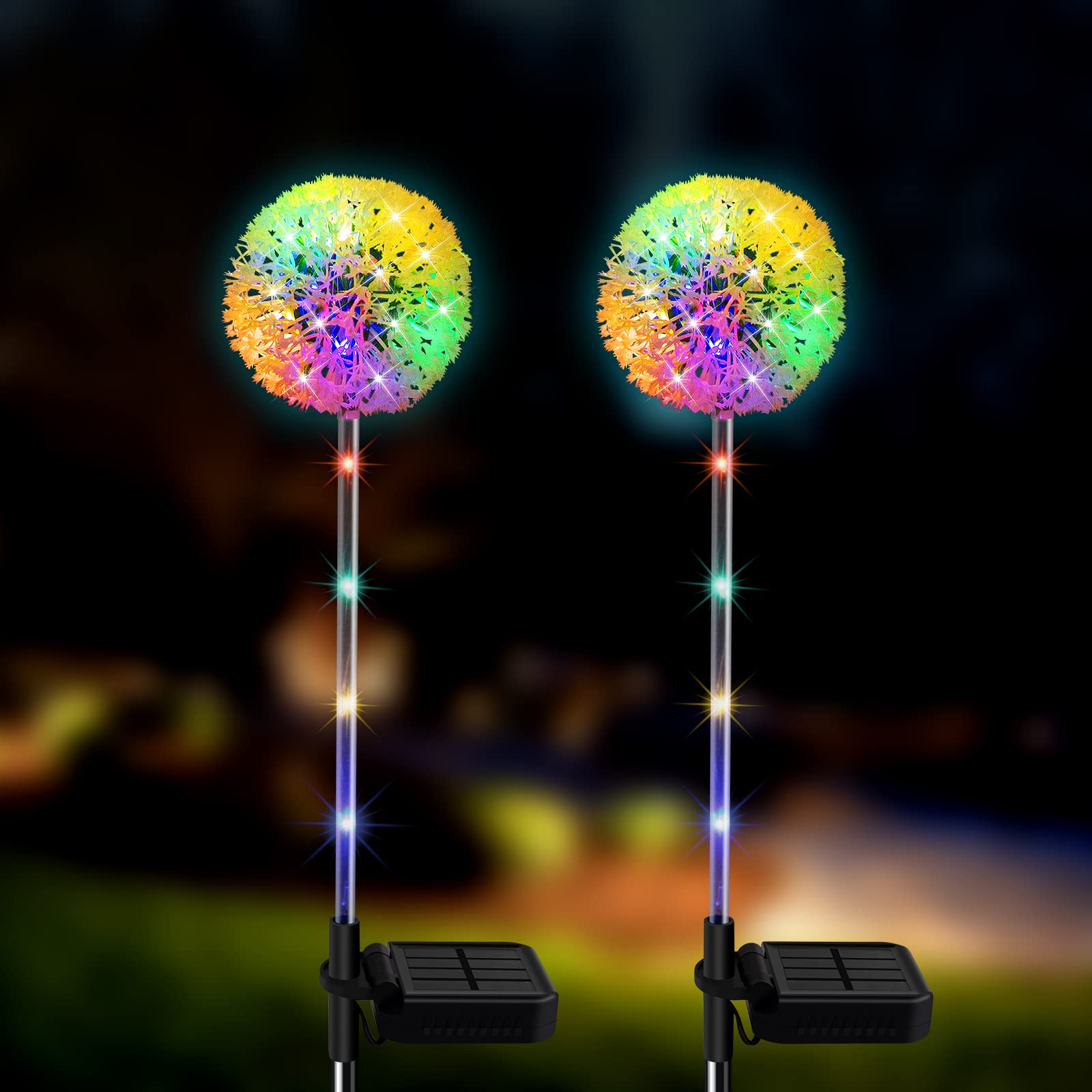 Solar Dandelion Lights 2 Pack - Waterproof LED for Garden Pathway