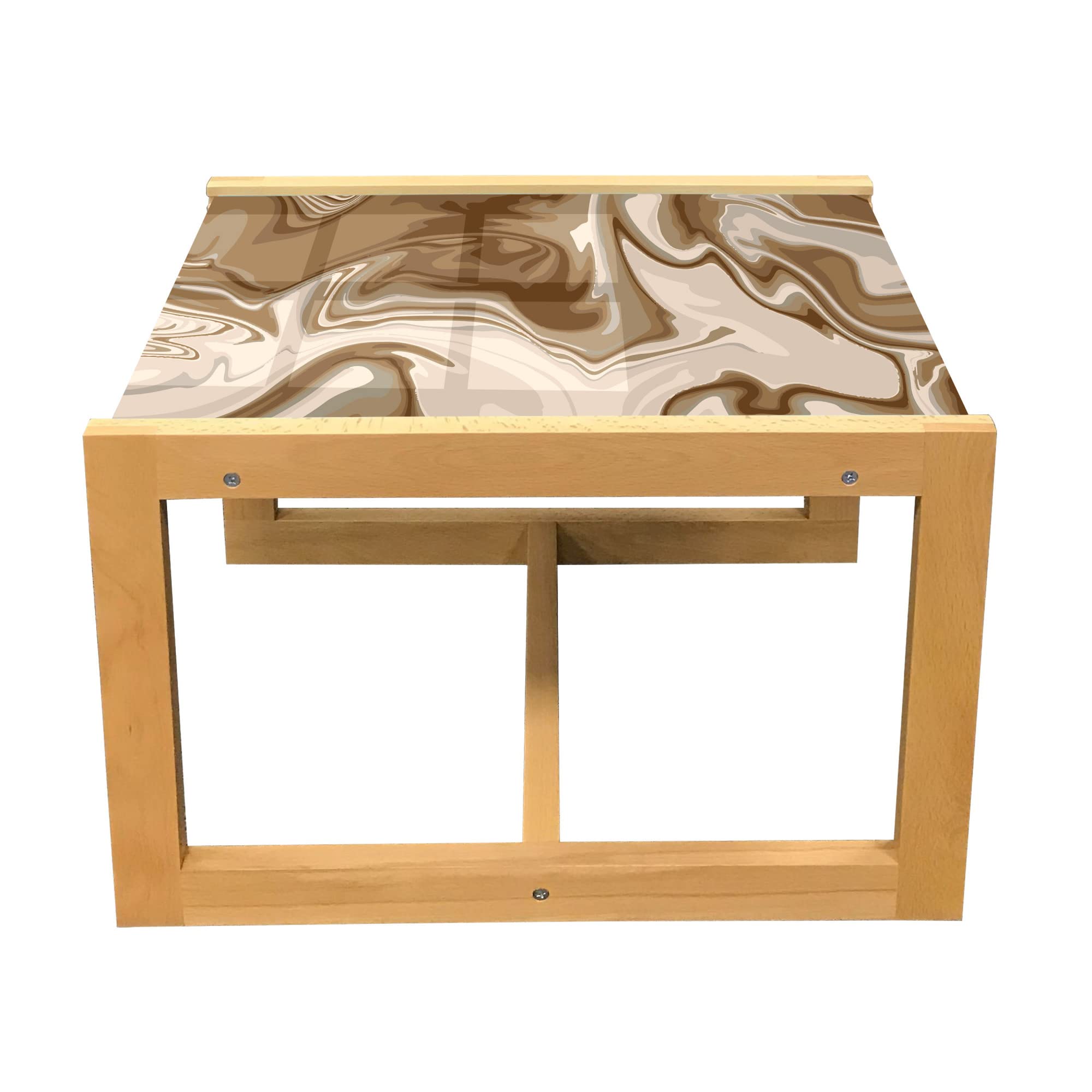 Ambesonne Modern Marble Coffee Table - Abstract Earth Tone Digital Art Print, Acrylic Glass Top with Wooden Frame - Perfect for Office, Dorm, Living Room & Small Spaces (Pale Tan/Caramel/Brown) - Contemporary Home Decor & Functional Center Table